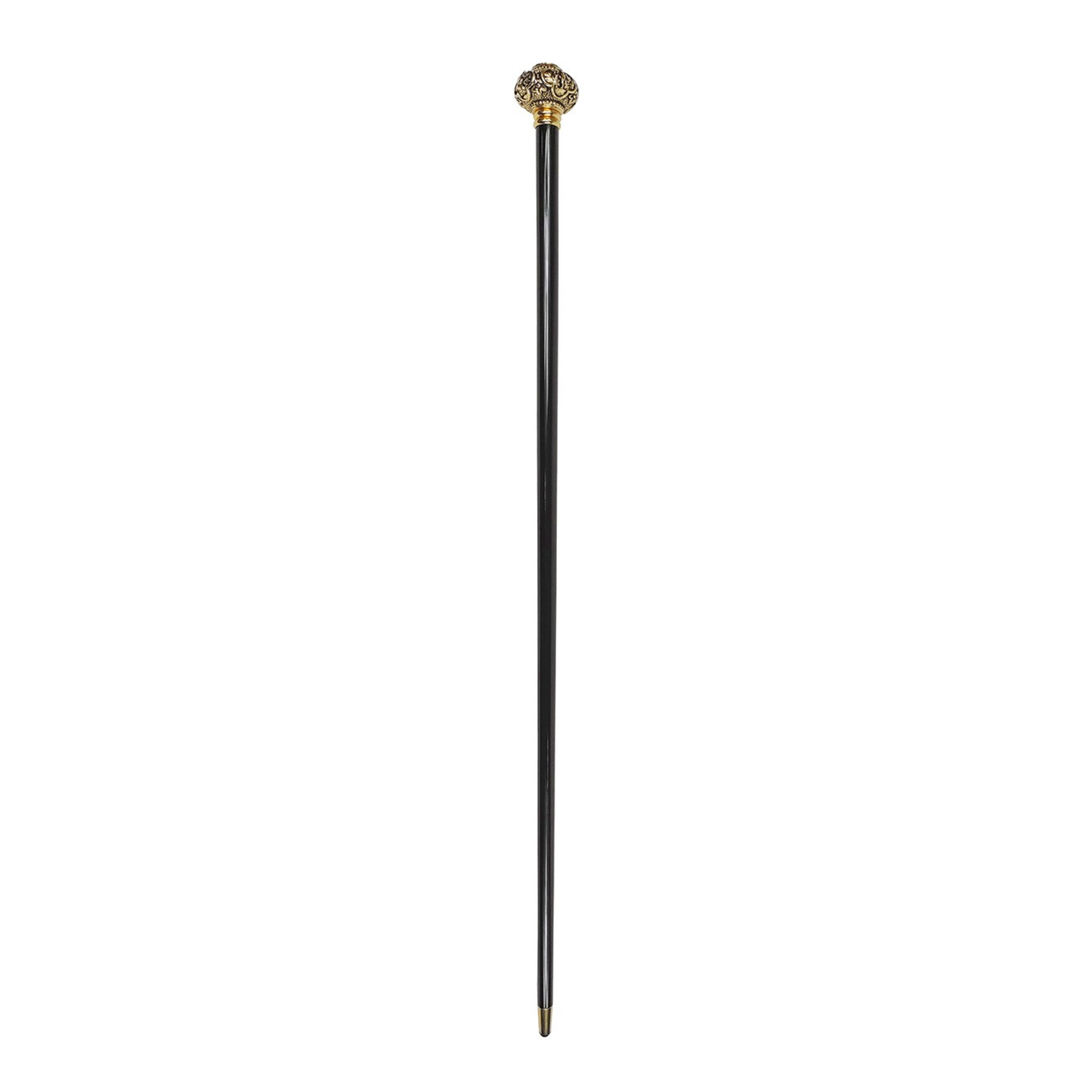 Designer Walking Stick – Handmade Italian Cane with 24K Gold Knob & Red Crystal