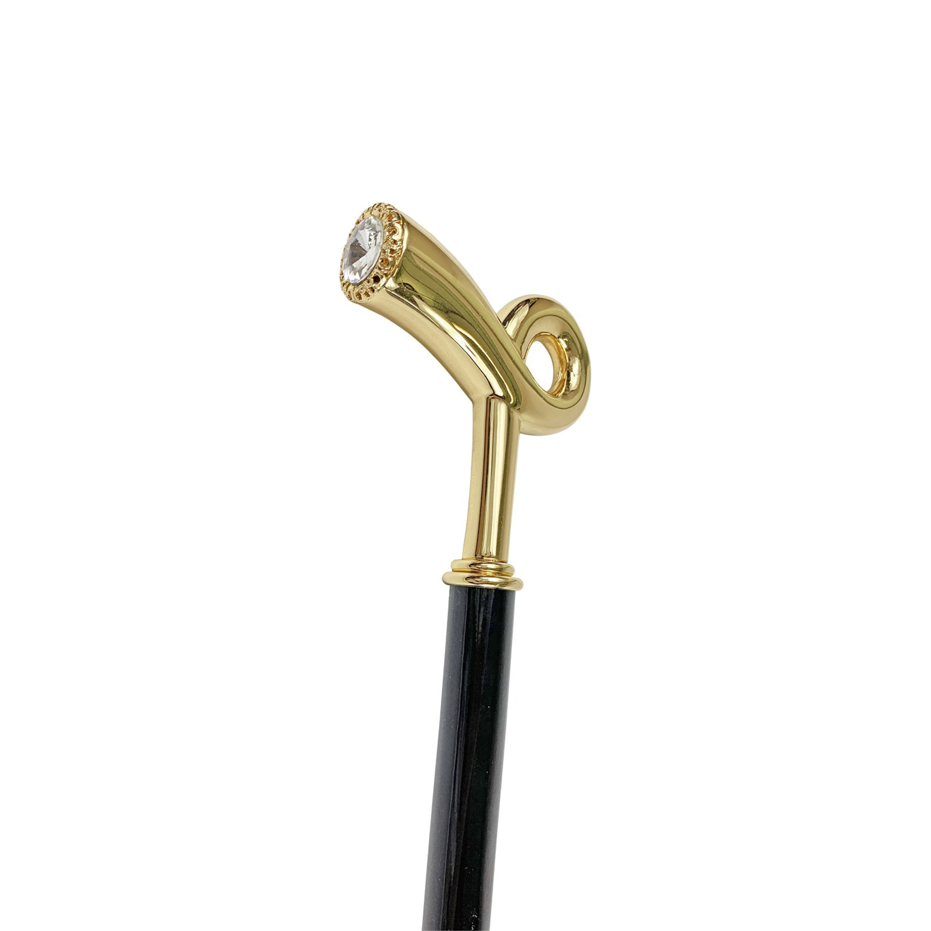 Walking Stick Gold Handle – Handcrafted Luxury Cane with 24K Brass and Black Beechwood Shaft