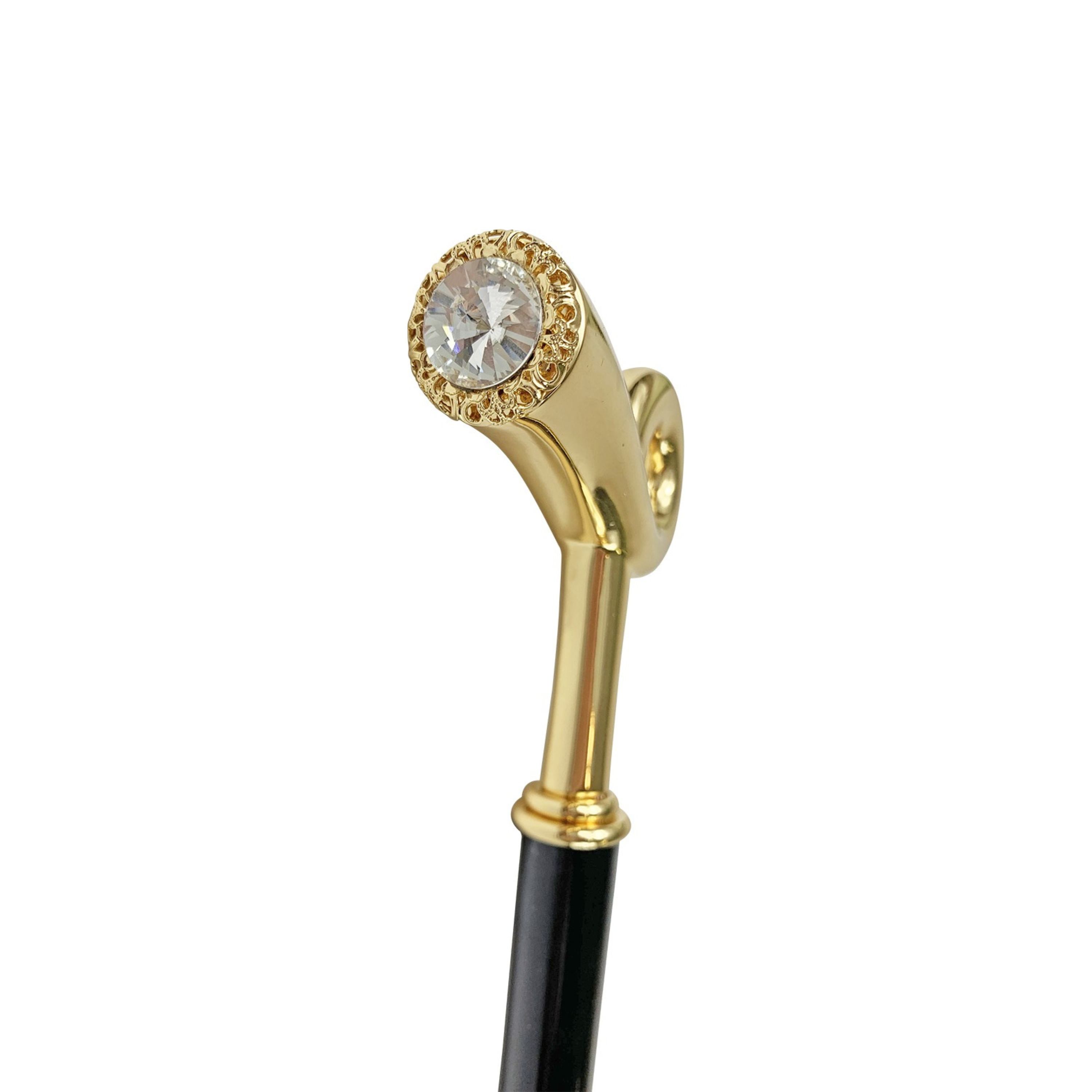 Walking Stick Gold Handle – Handcrafted Luxury Cane with 24K Brass and Black Beechwood Shaft