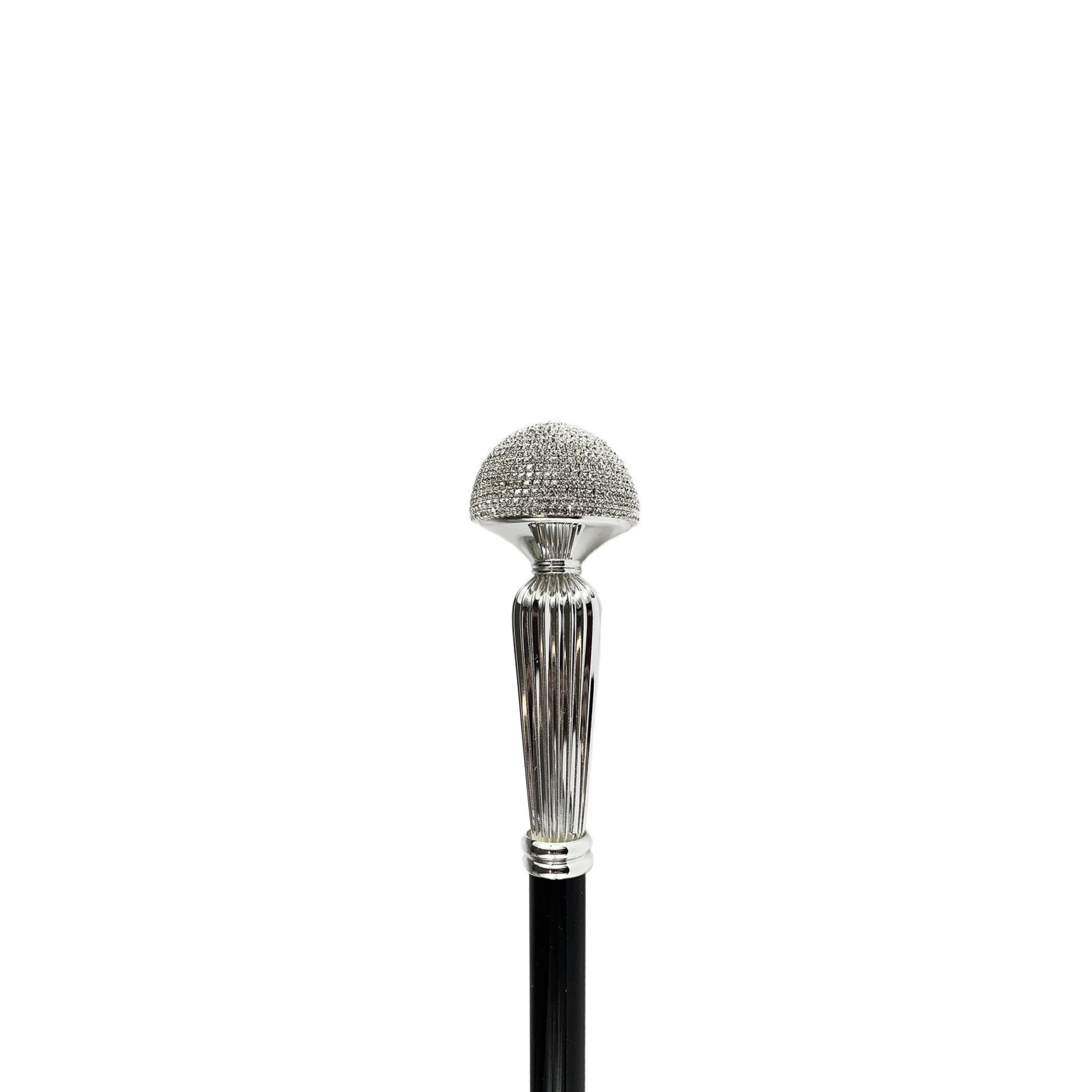 Crystal Walking Stick – Silver Plated Cane with Sparkling Rhinestone Crystals