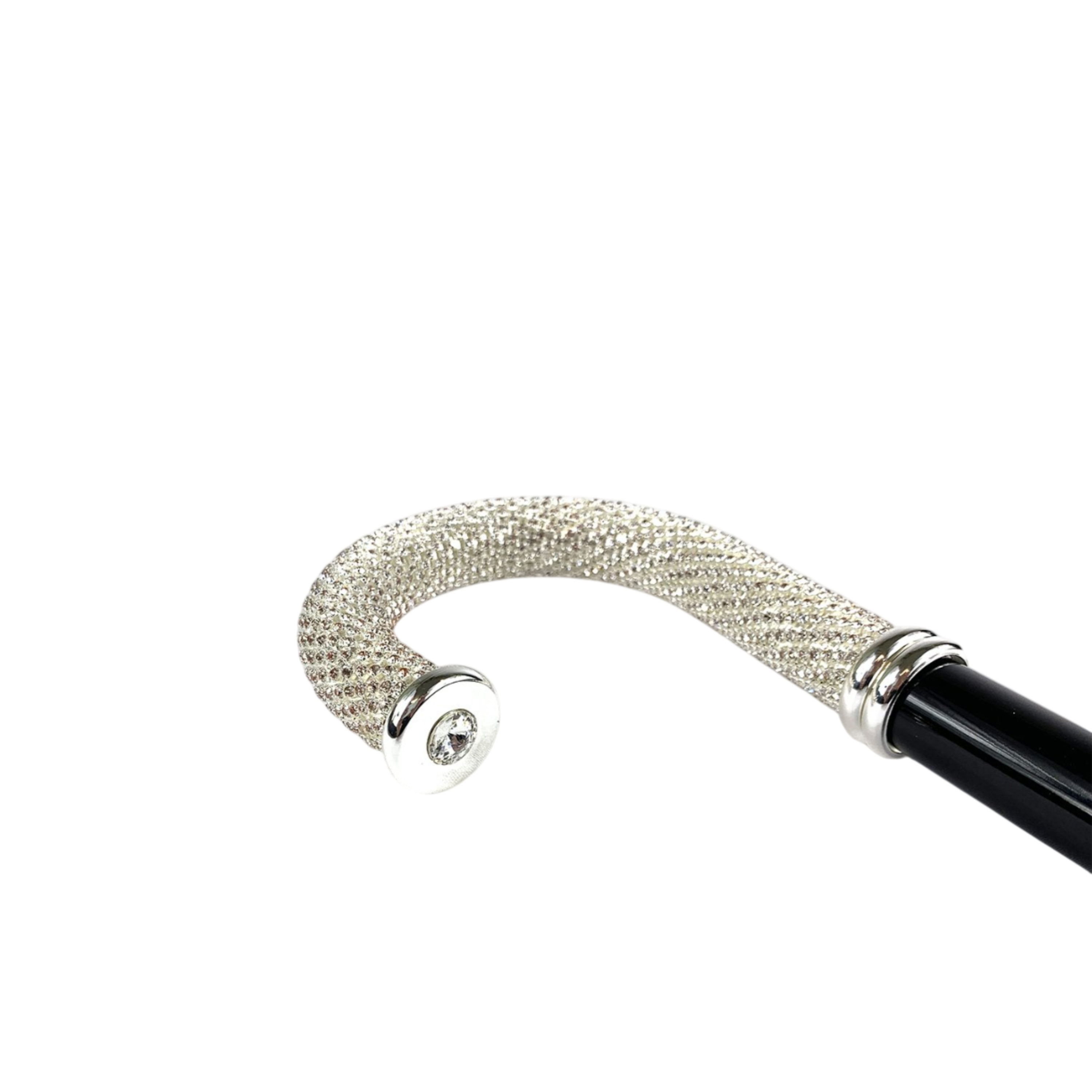 Silver Plated Walking Stick – Handcrafted Luxury Cane with Crystal Encrusted Handle