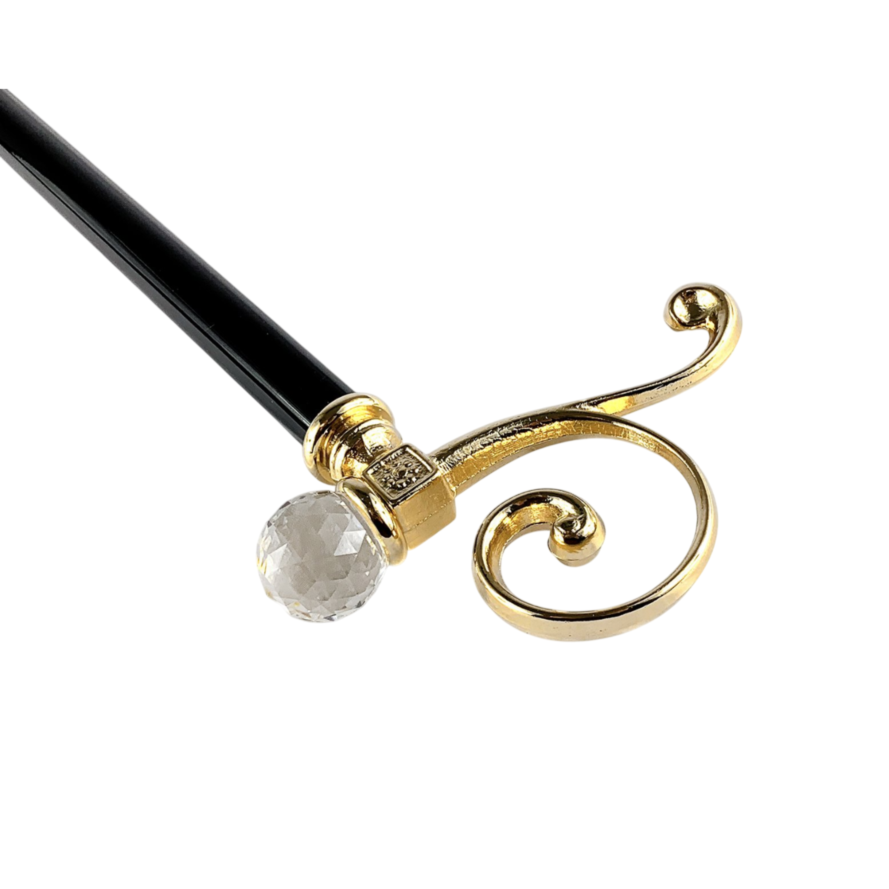 Gold Plated Walking Cane – Handmade Italian Luxury Walking Stick with Swarovski Crystal