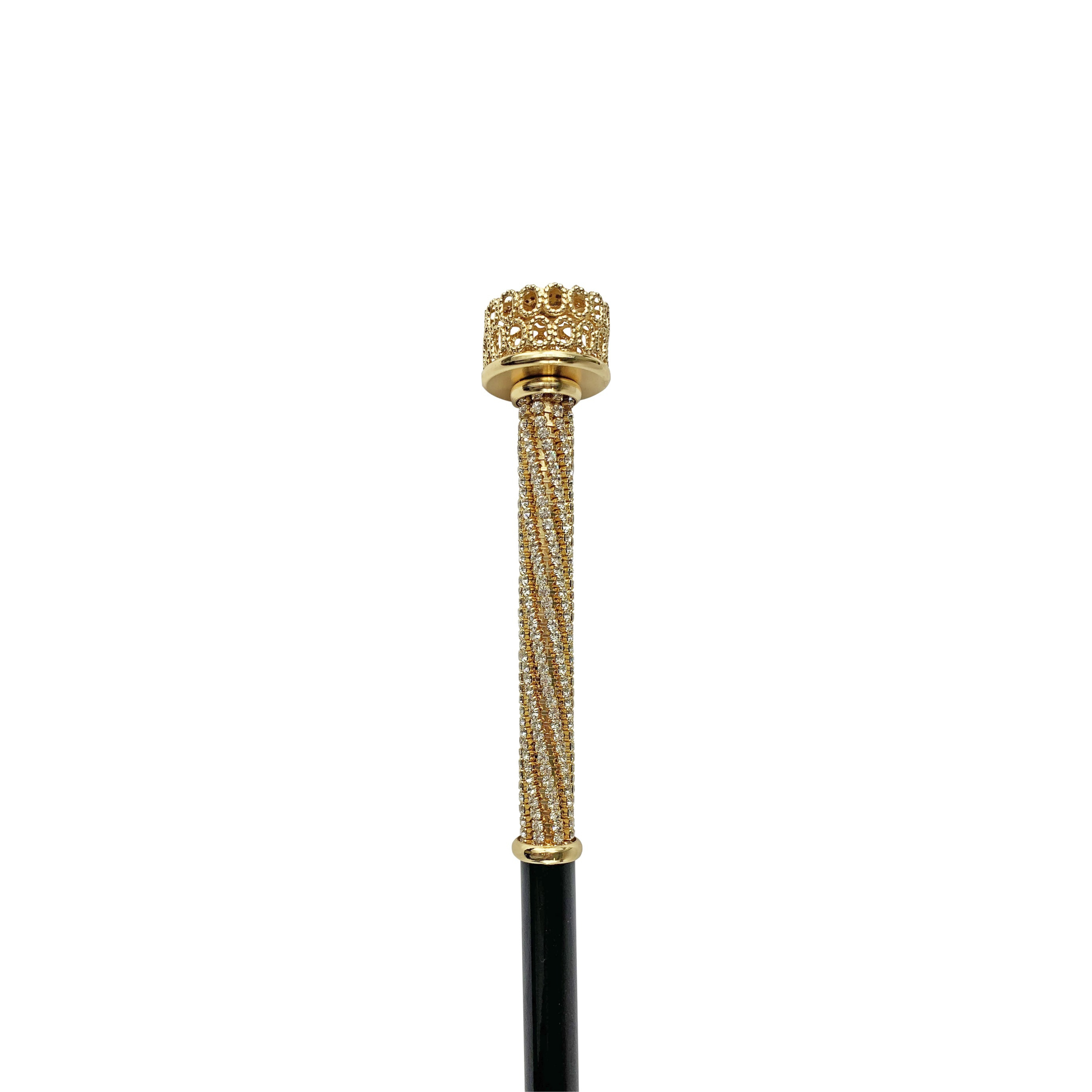 Crystal Walking Cane – Luxury Handcrafted Cane with White Crystal Handle & Gold Plated Tip
