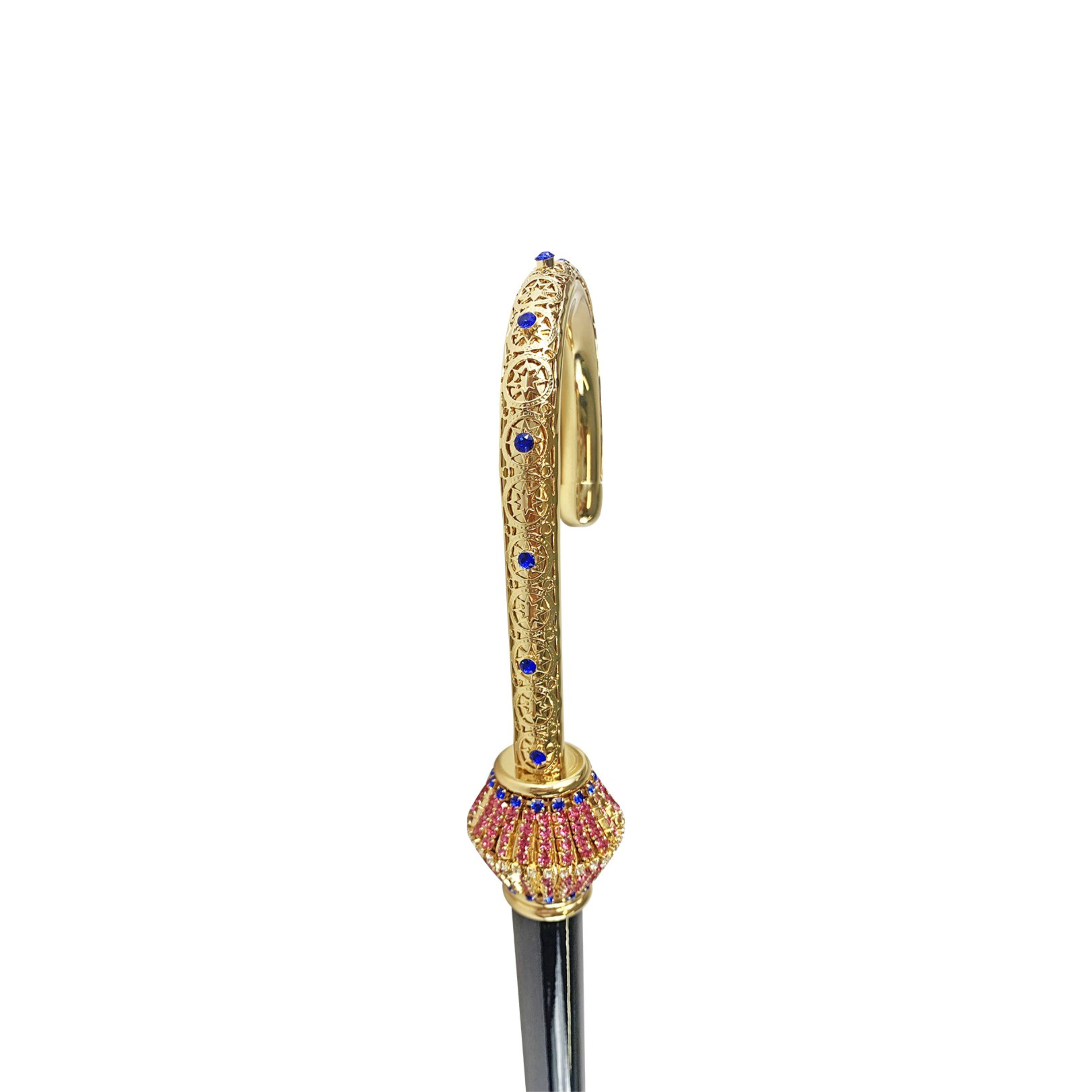 Luxury Walking Cane - Elegant Ladies Crystal Handle, 24K Gold Plated, Italian Craft