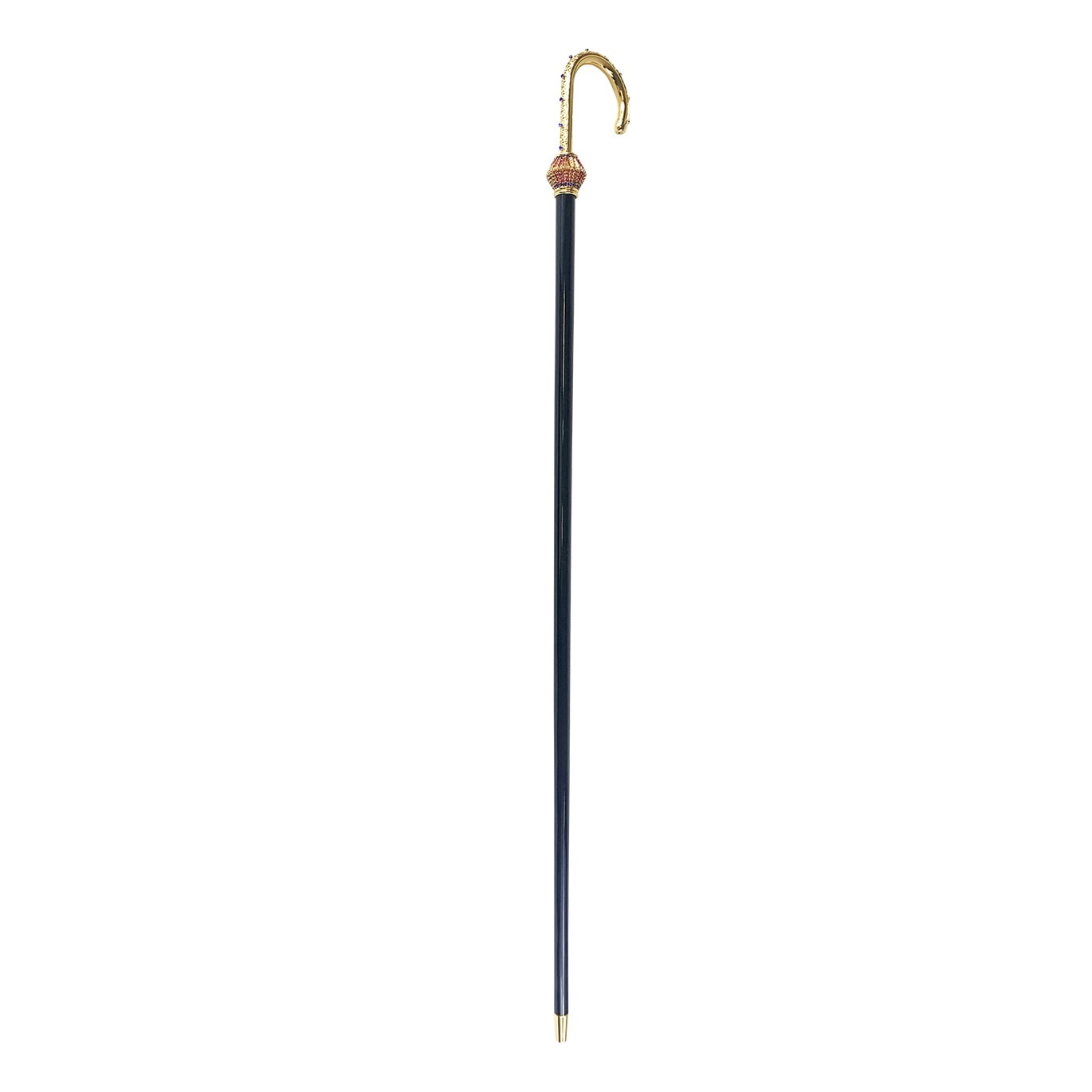 Luxury Walking Cane - Elegant Ladies Crystal Handle, 24K Gold Plated, Italian Craft
