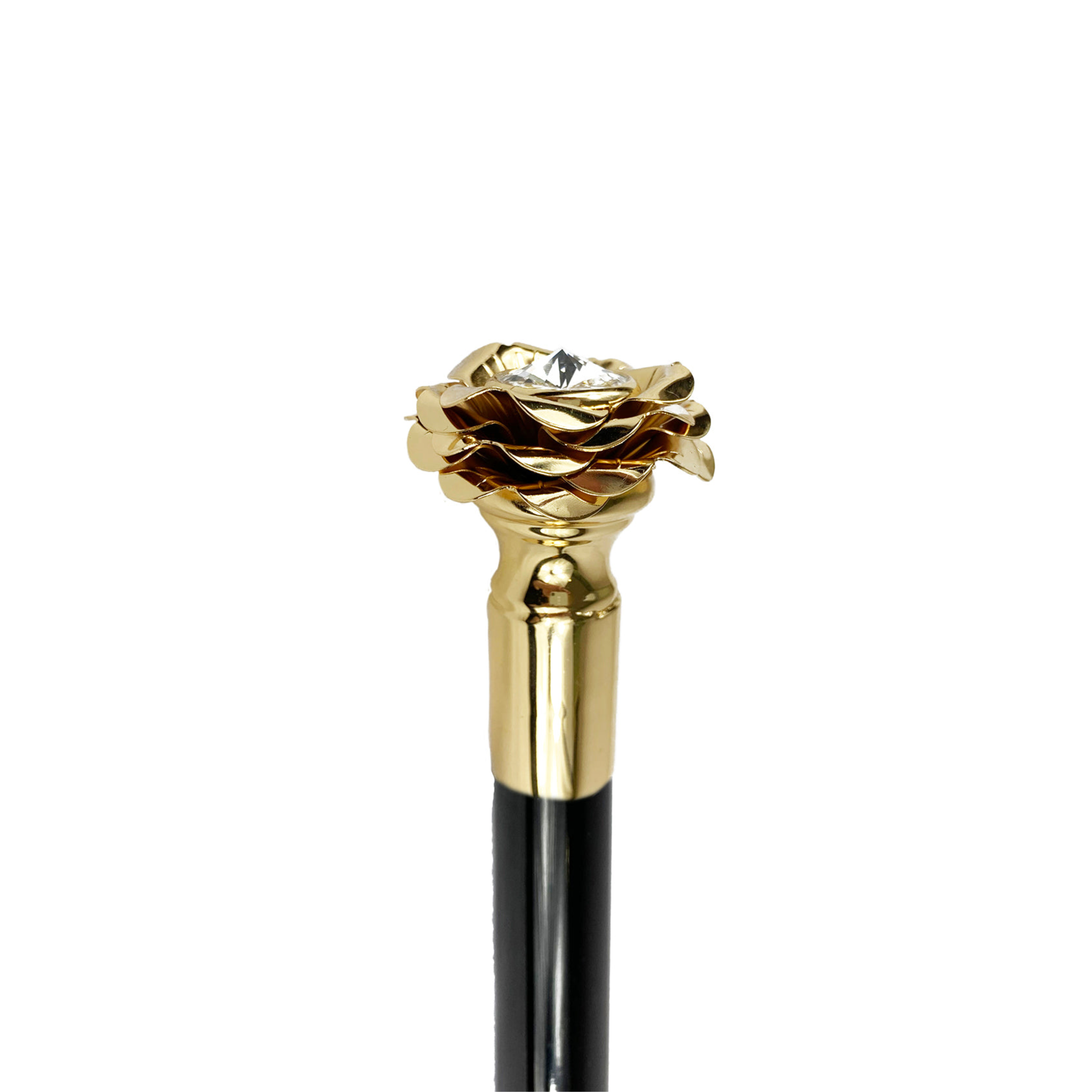 Luxury Walking Stick – Italian Handmade Cane with Rose Handle & Swarovski Crystals