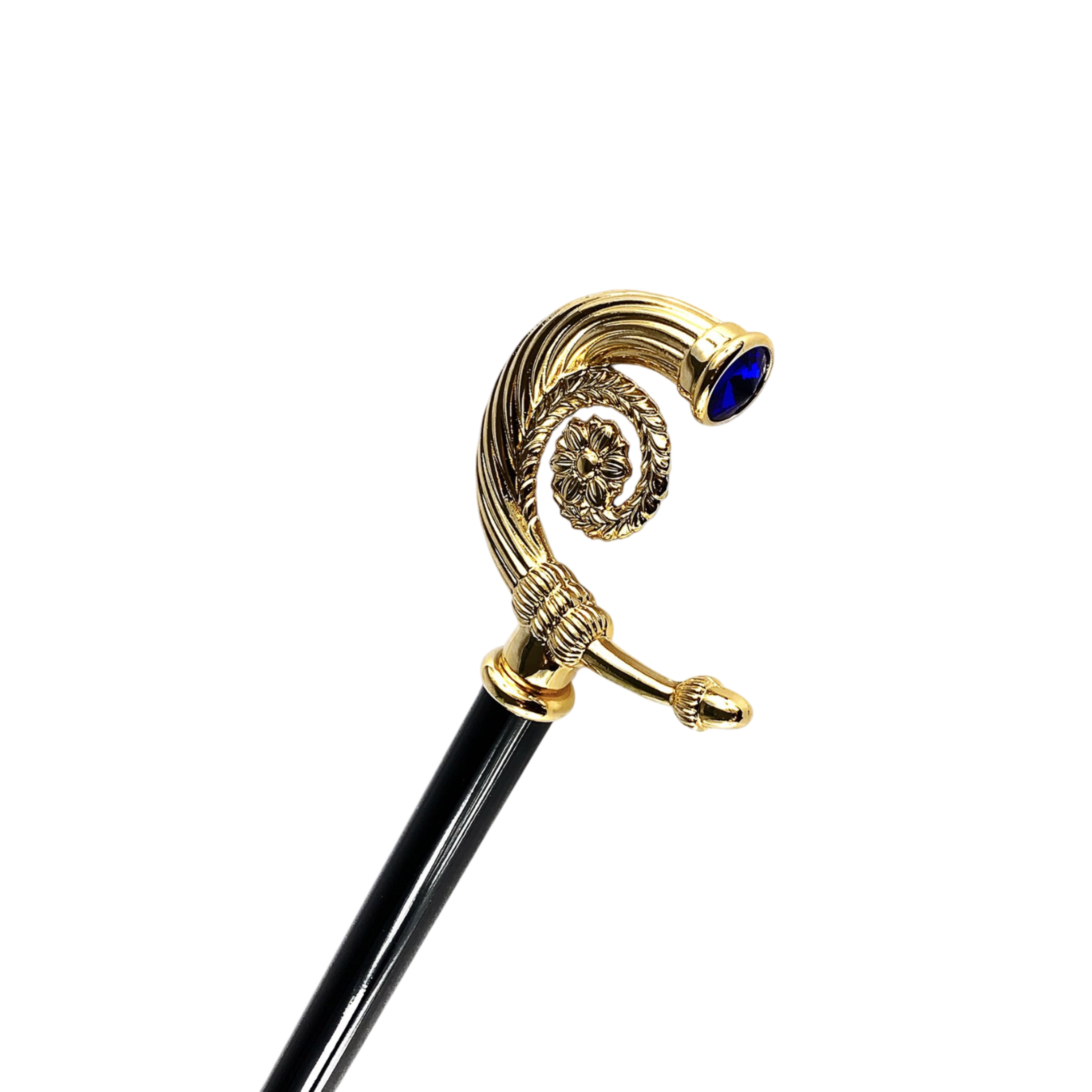 Italian Walking Cane – Luxury Collectible with Swarovski Sapphire Crystal & 24K Gold Handle