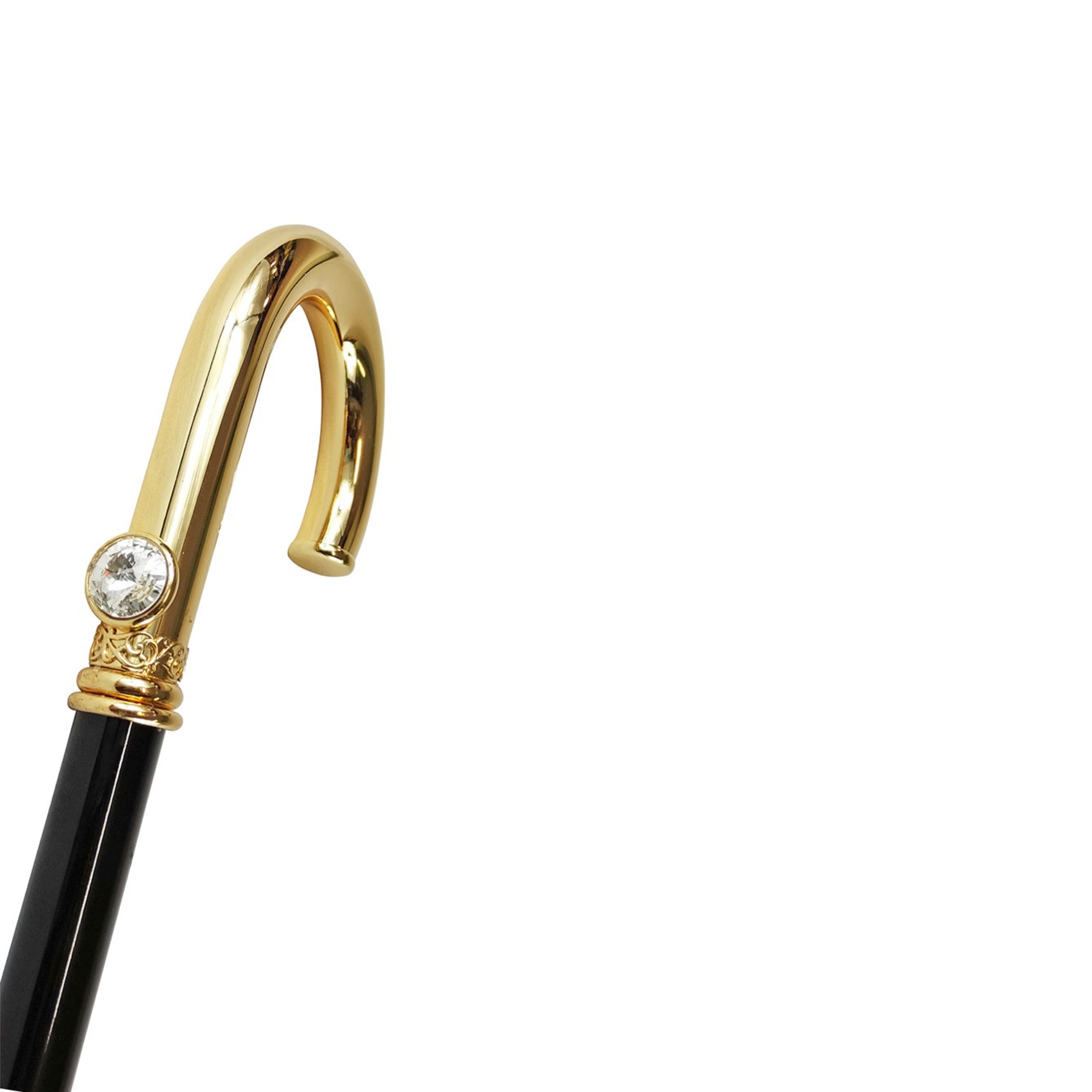 Gold Plated Walking Stick - Luxury Italian Handcrafted Cane with Swarovski Crystal Handle