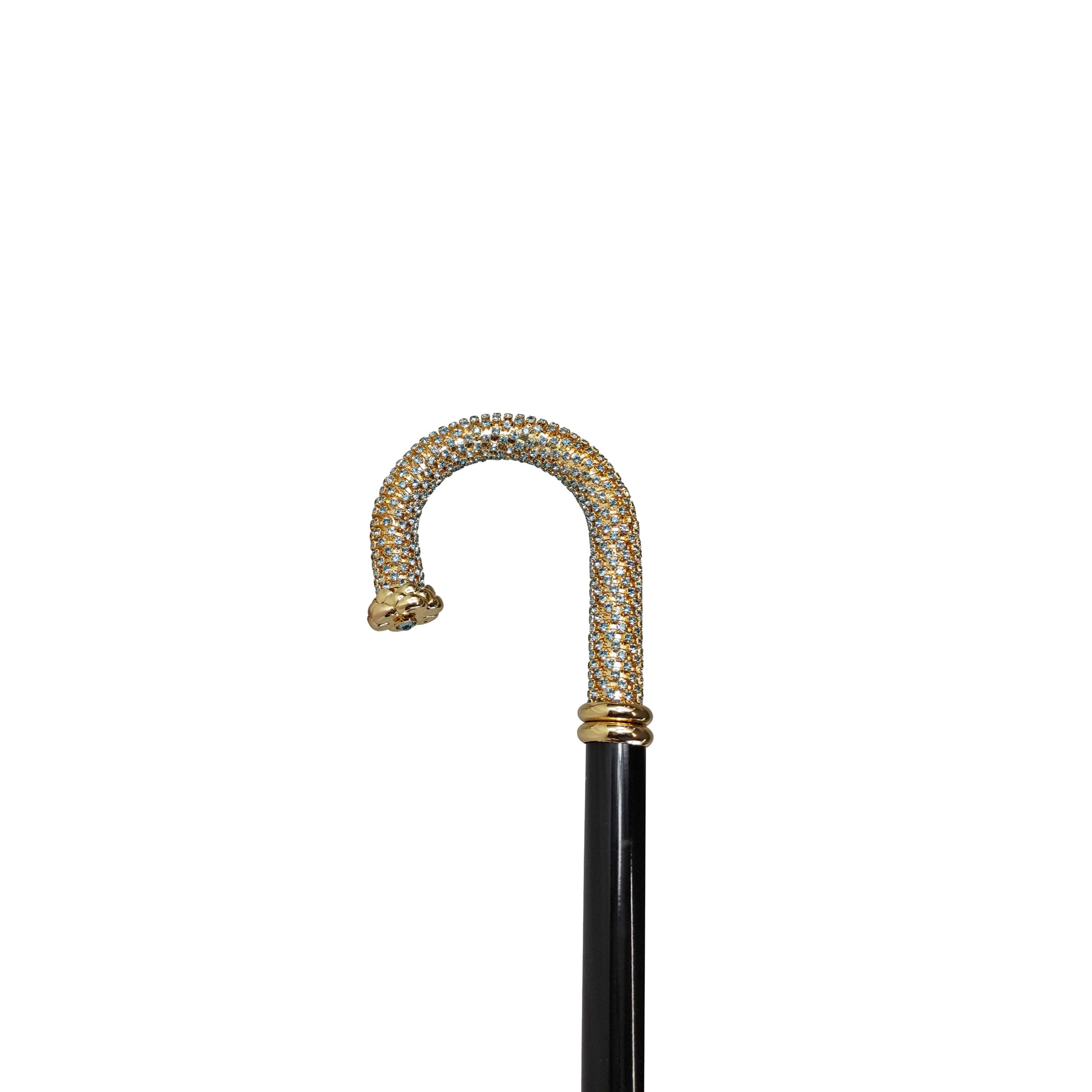 Luxury Walking Stick - Italian Handcrafted Beech Wood Cane with Aquamarine Crystals