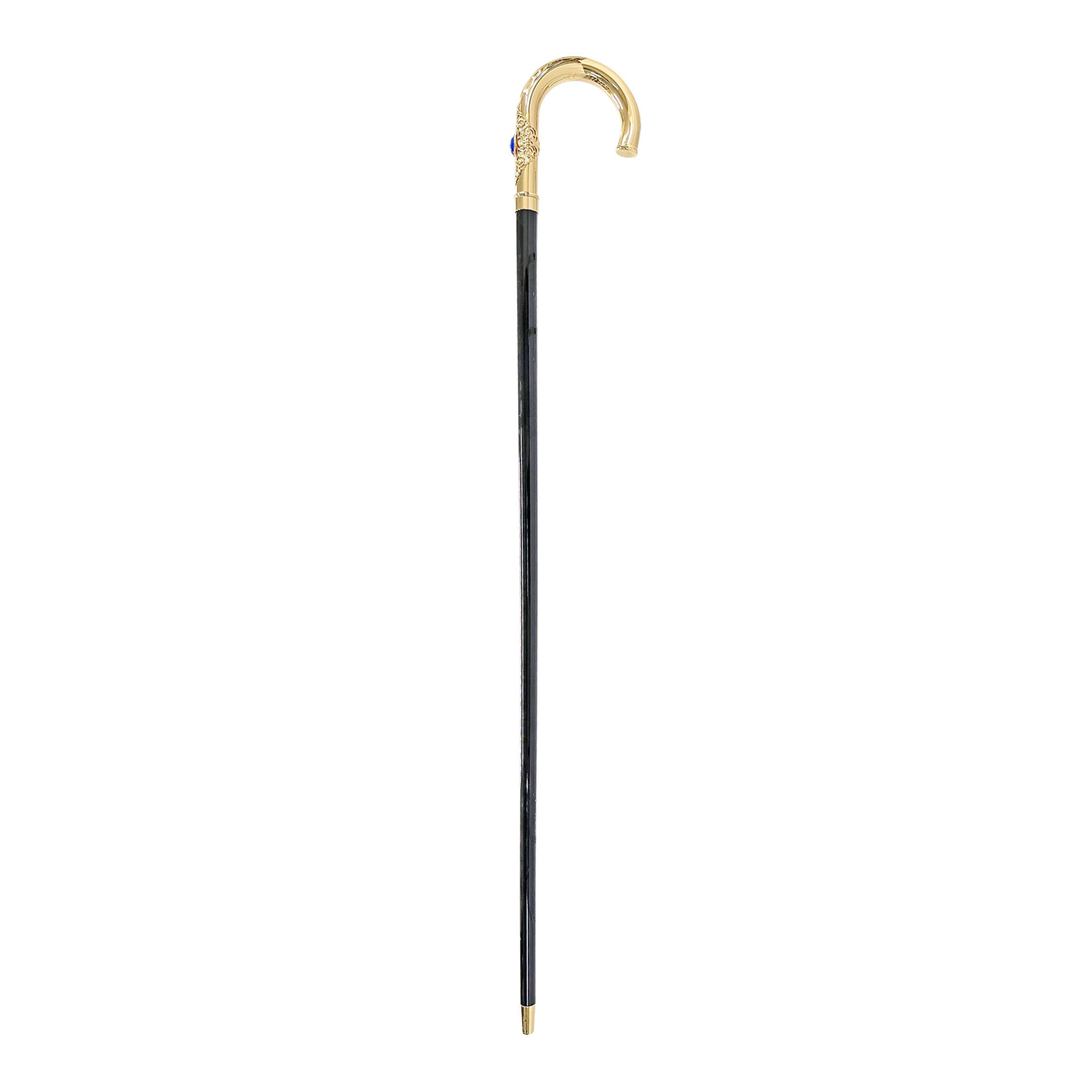 Luxury Ilmarchesato walking cane featuring an elegant 24K gold-plated blue stone handle.