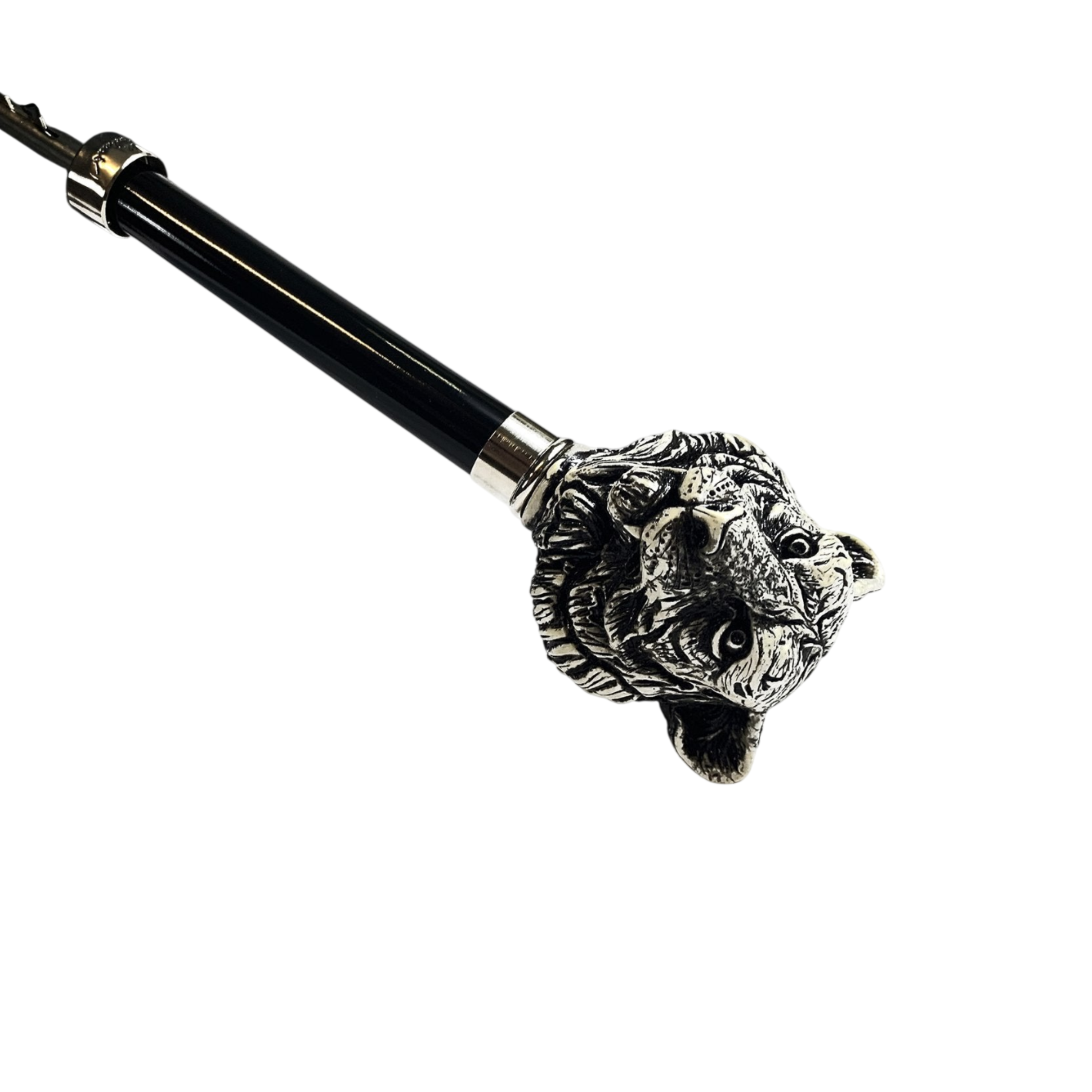 Hand-painted tiger umbrella by Ilmarchesato showcasing intricate designs and Italian luxury craftsmanship for men.