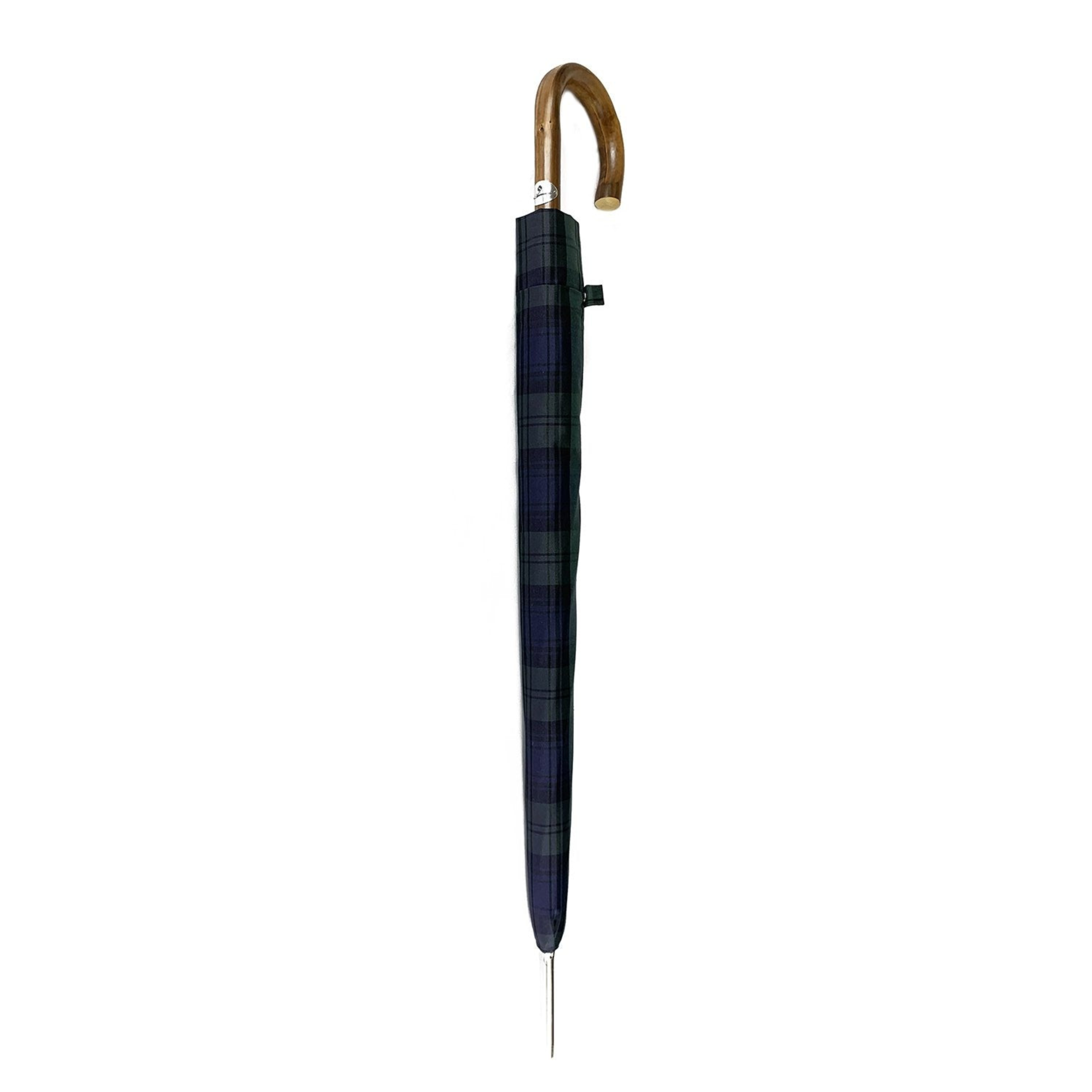 Ilmarchesato men's sporty tartan umbrella featuring a chestnut root handle, showcasing a stylish design and durable construction.