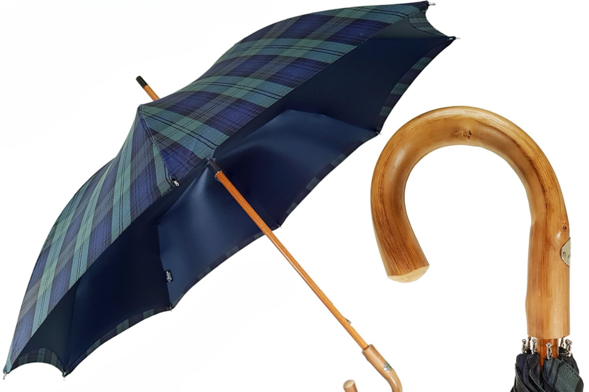 Ilmarchesato men's cotton double-canopy umbrella with satin interior, featuring a classic design and sturdy handle.