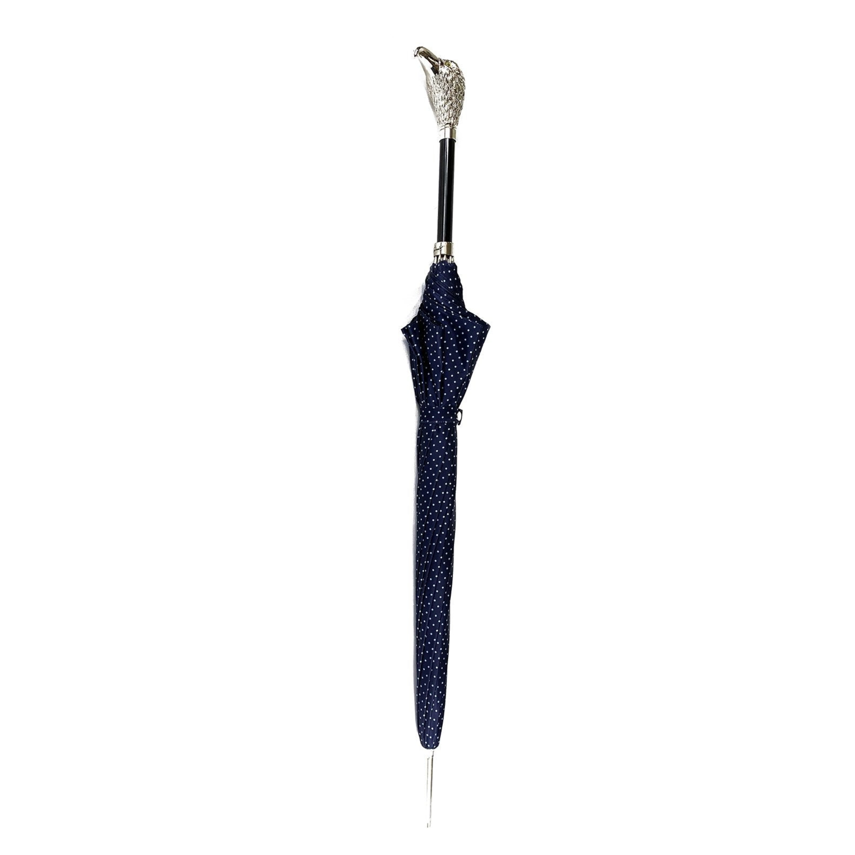 Ilmarchesato exclusive gentleman's umbrella featuring a silver-plated hawk handle, elegant design for men.