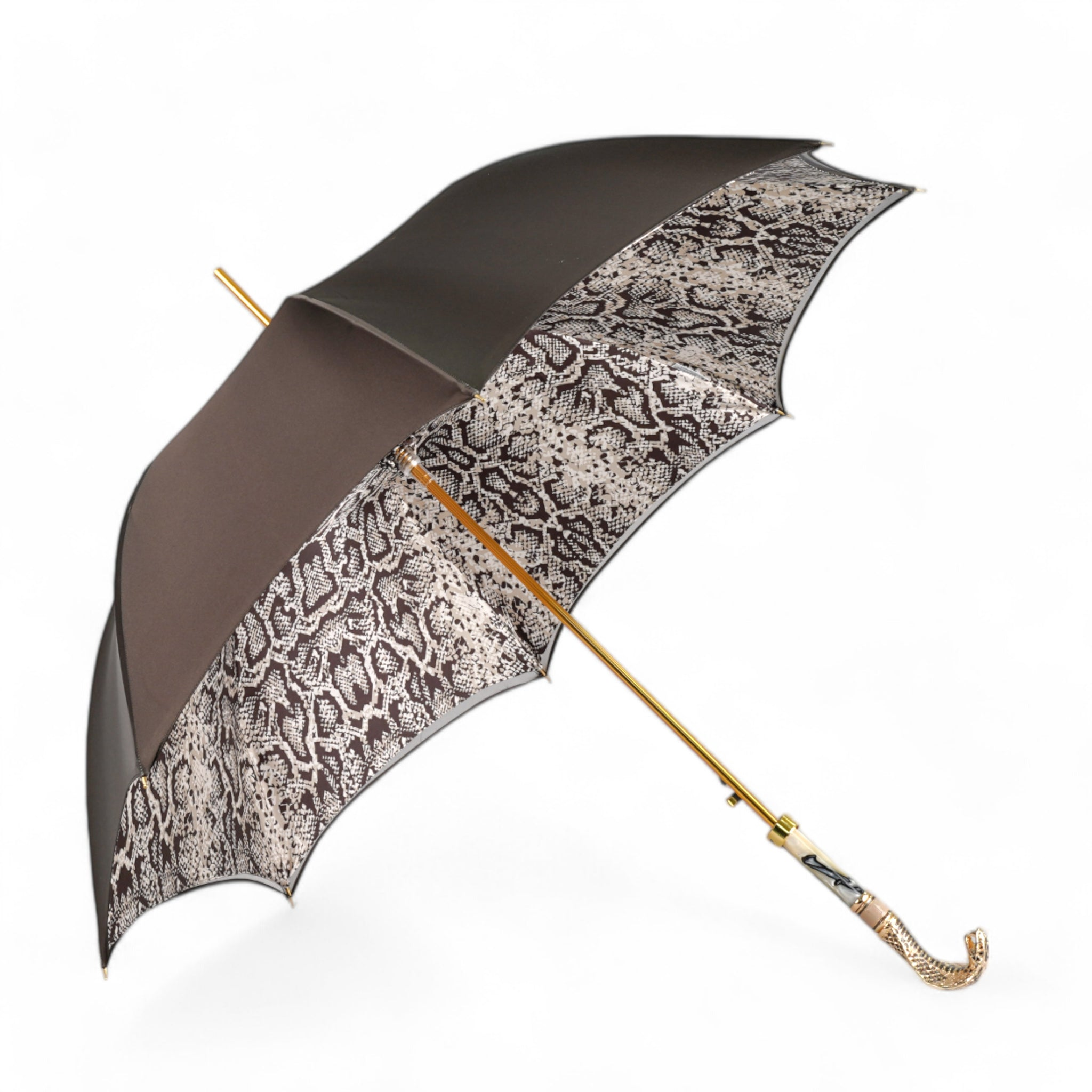 Luxury Ilmarchesato rain umbrella with gold cobra handle, designed for women, featuring a stylish, elegant umbrella design.