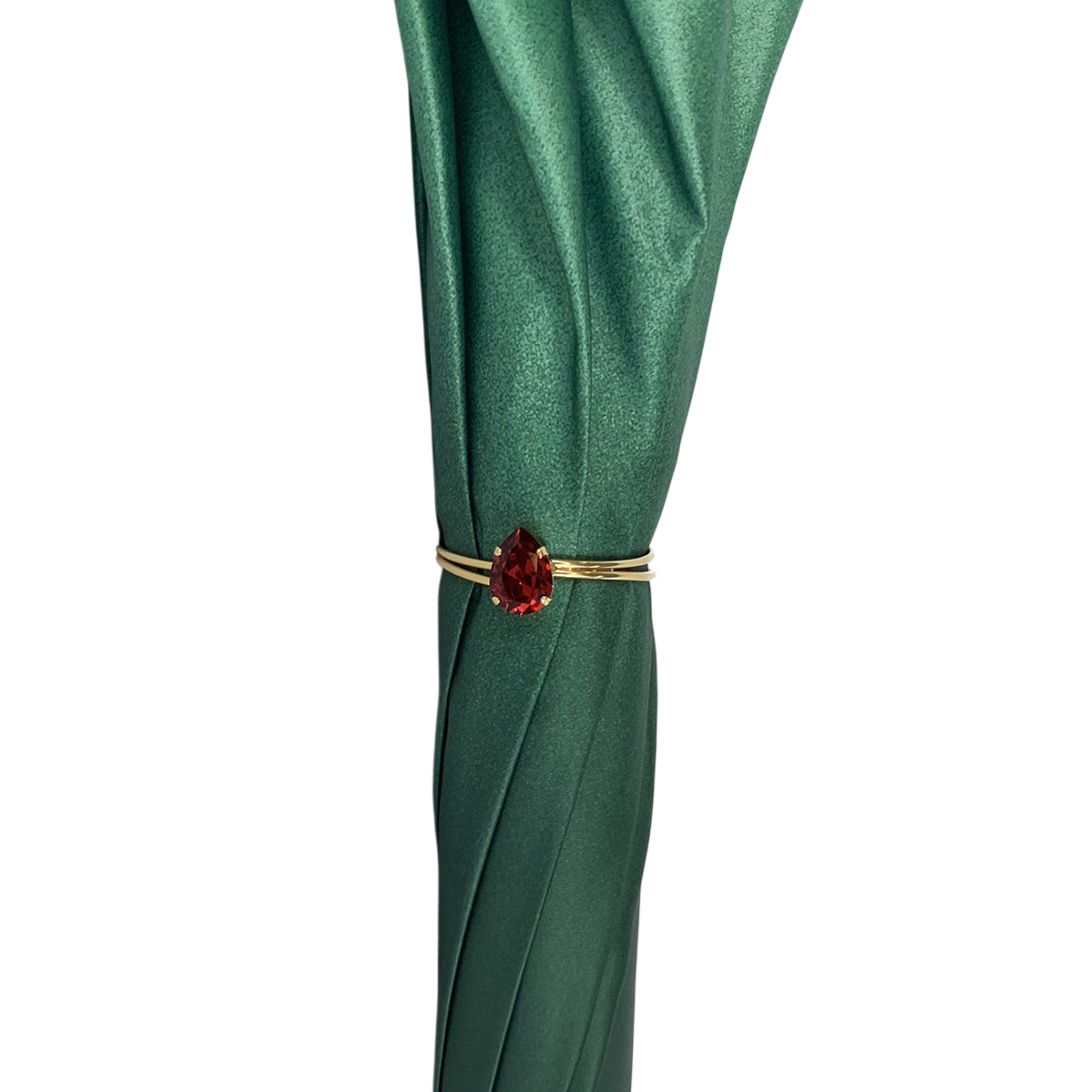 Gradient green luxury umbrella featuring an enamel rose handle by Ilmarchesato, displayed open against a neutral background.