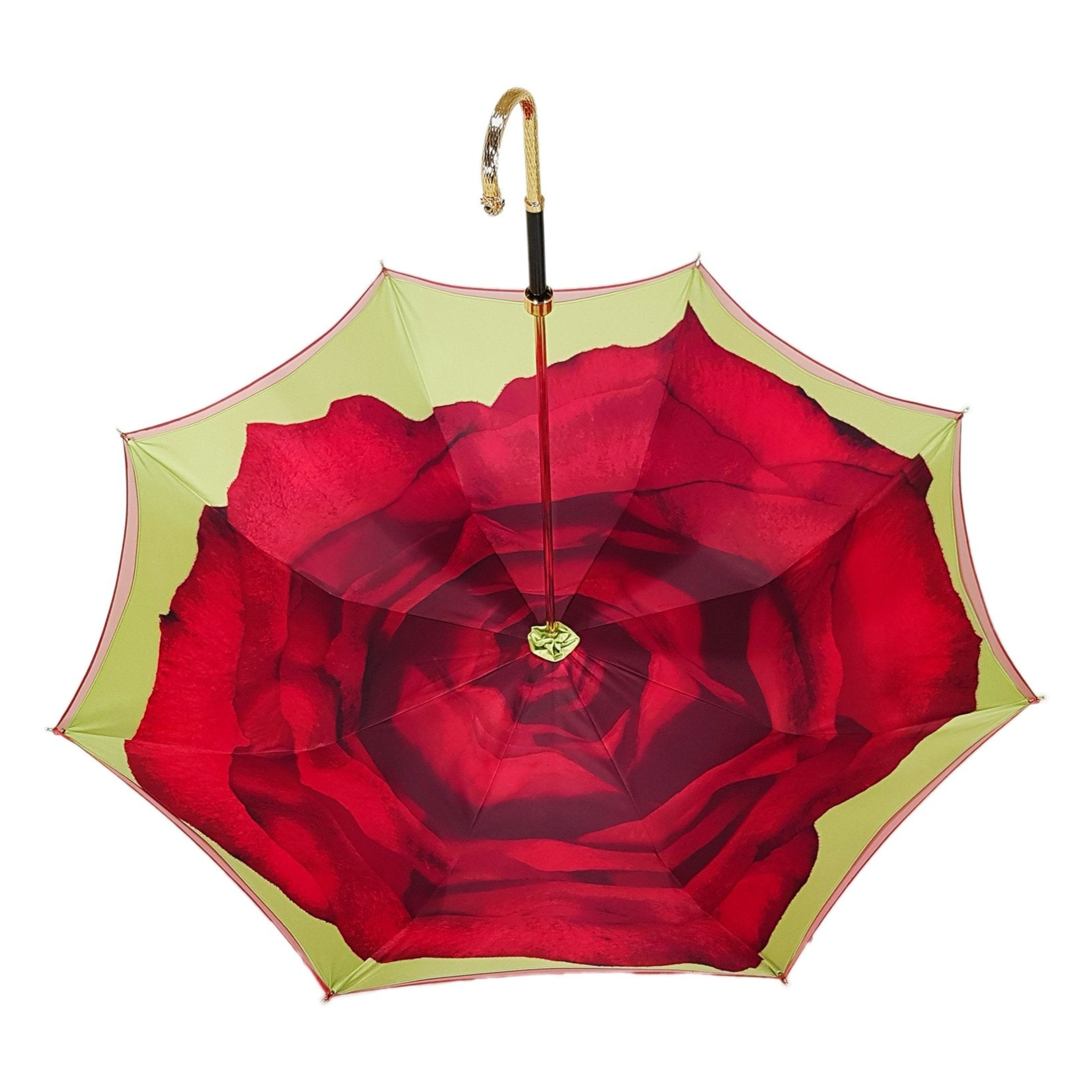 Burgundy Rose double canopy luxury rain umbrella for women by Ilmarchesato, featuring floral design and sturdy double canopy construction.