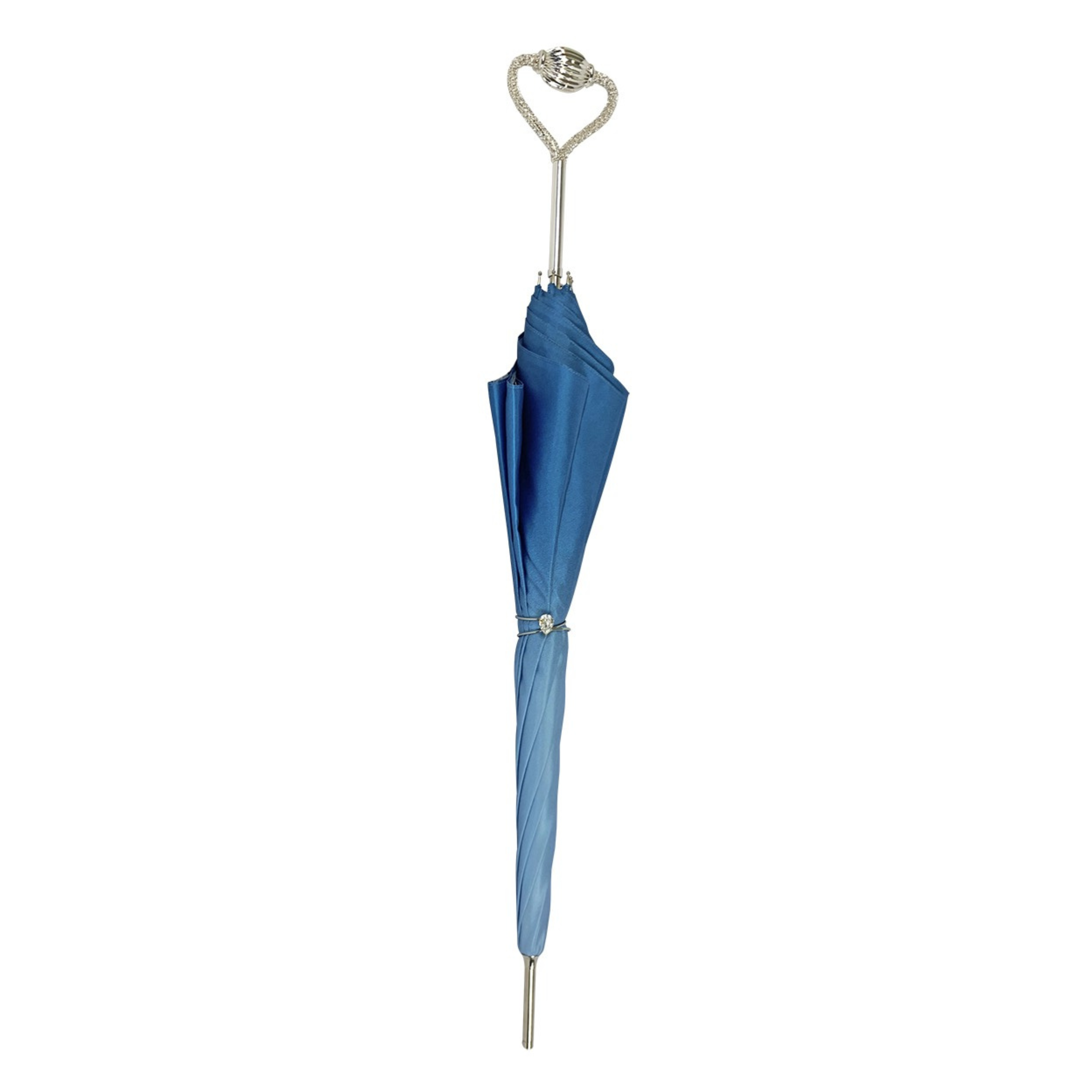 Light blue luxury rain umbrella by Ilmarchesato featuring abstract marine art design.