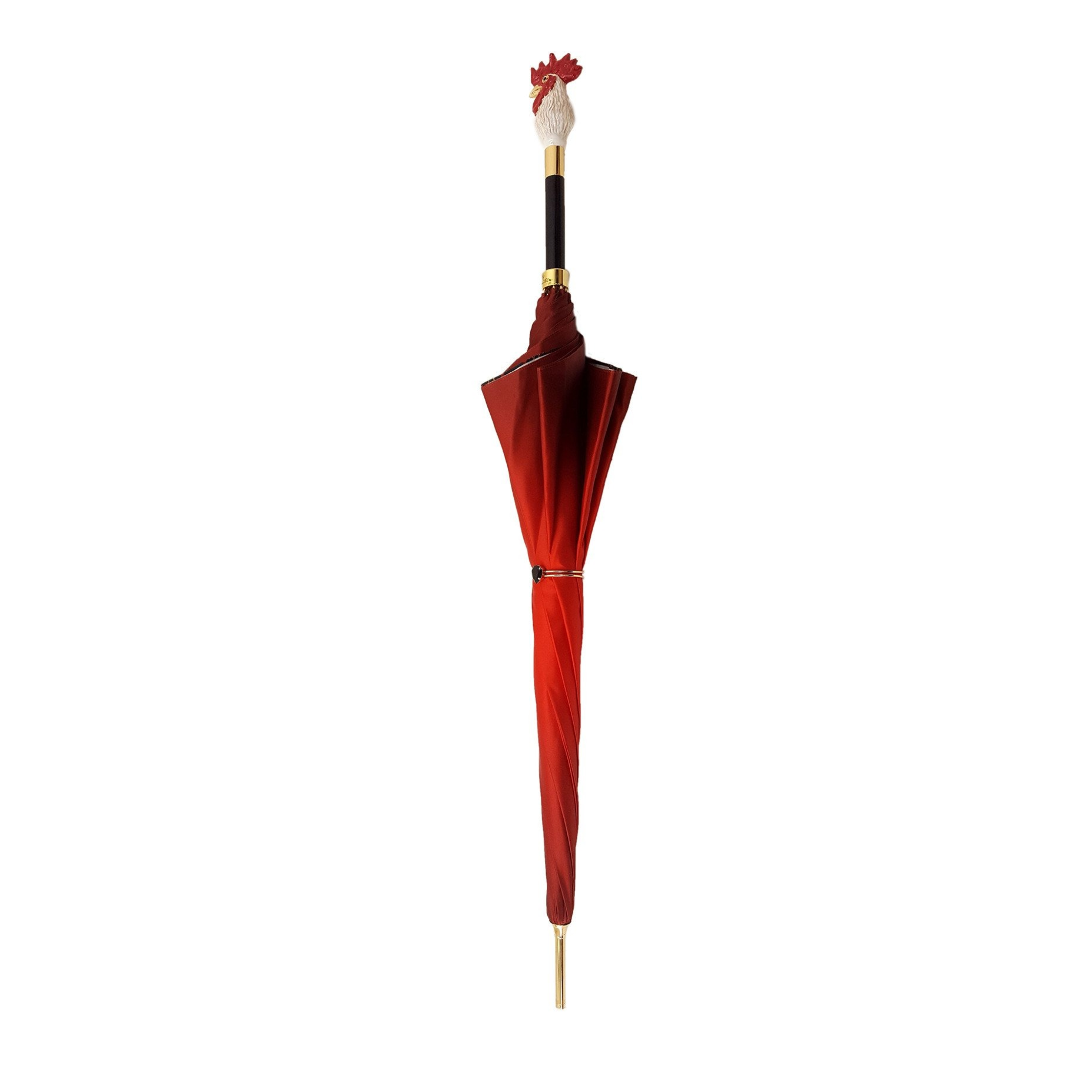 Ilmarchesato luxury umbrella featuring a red rooster design, ideal for stylish women on rainy days.
