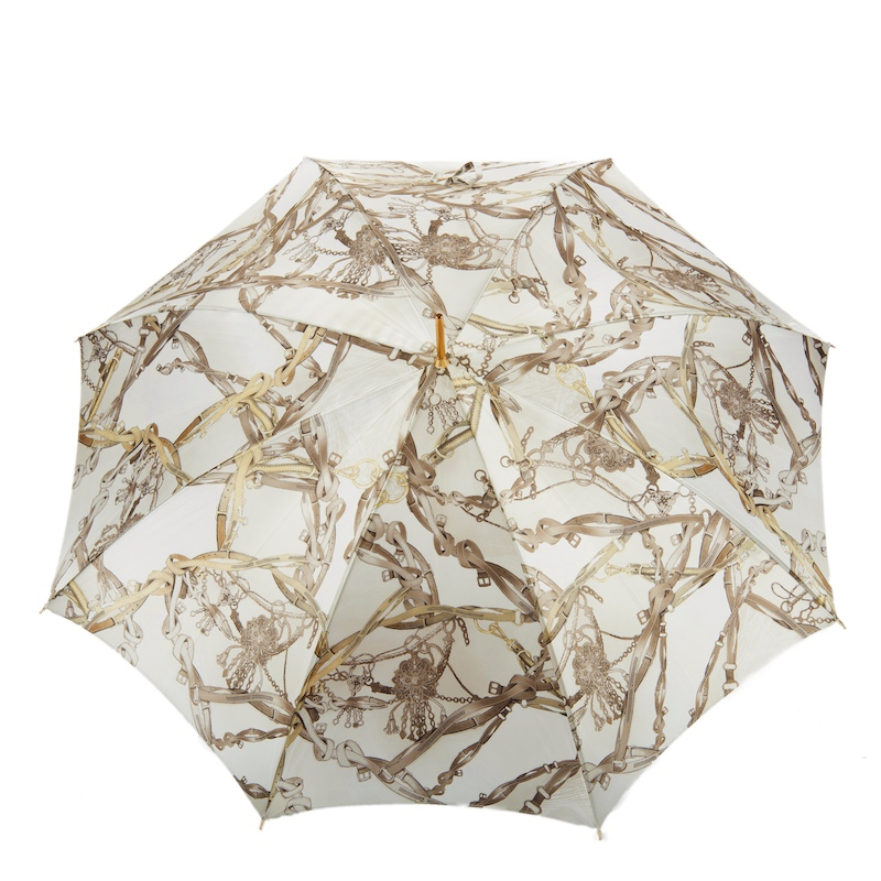 Bridles Print Umbrella – Automatic Opening | Leather Handle, Handmade Italian Gift