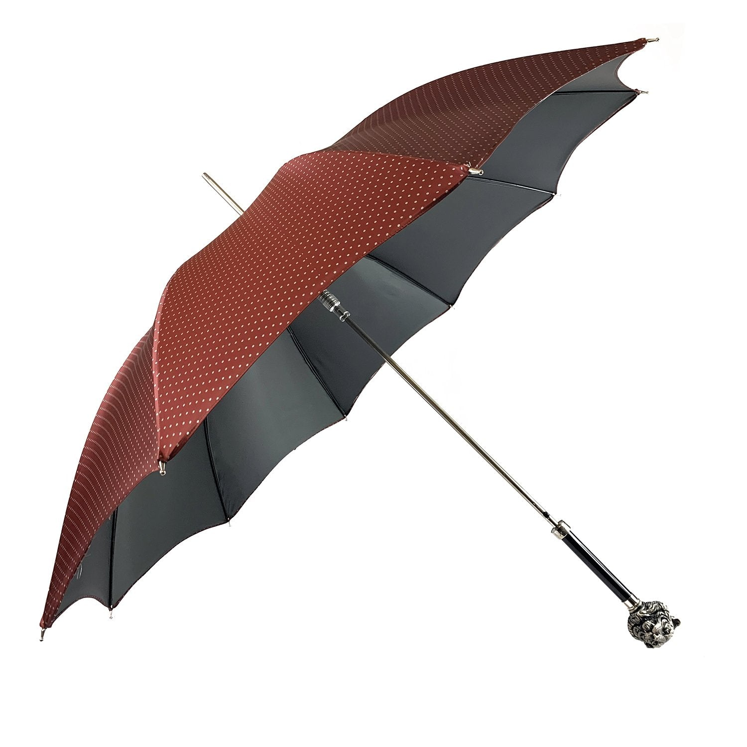 Hand-painted tiger umbrella by Ilmarchesato, showcasing Italian luxury craftsmanship and vibrant design for men.