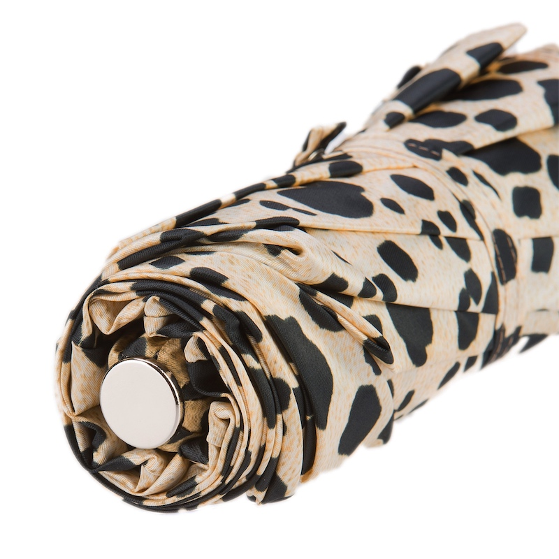 Leopard Print Umbrella – Italian Handmade Folding Rain Umbrella with Luxury Brass Handle