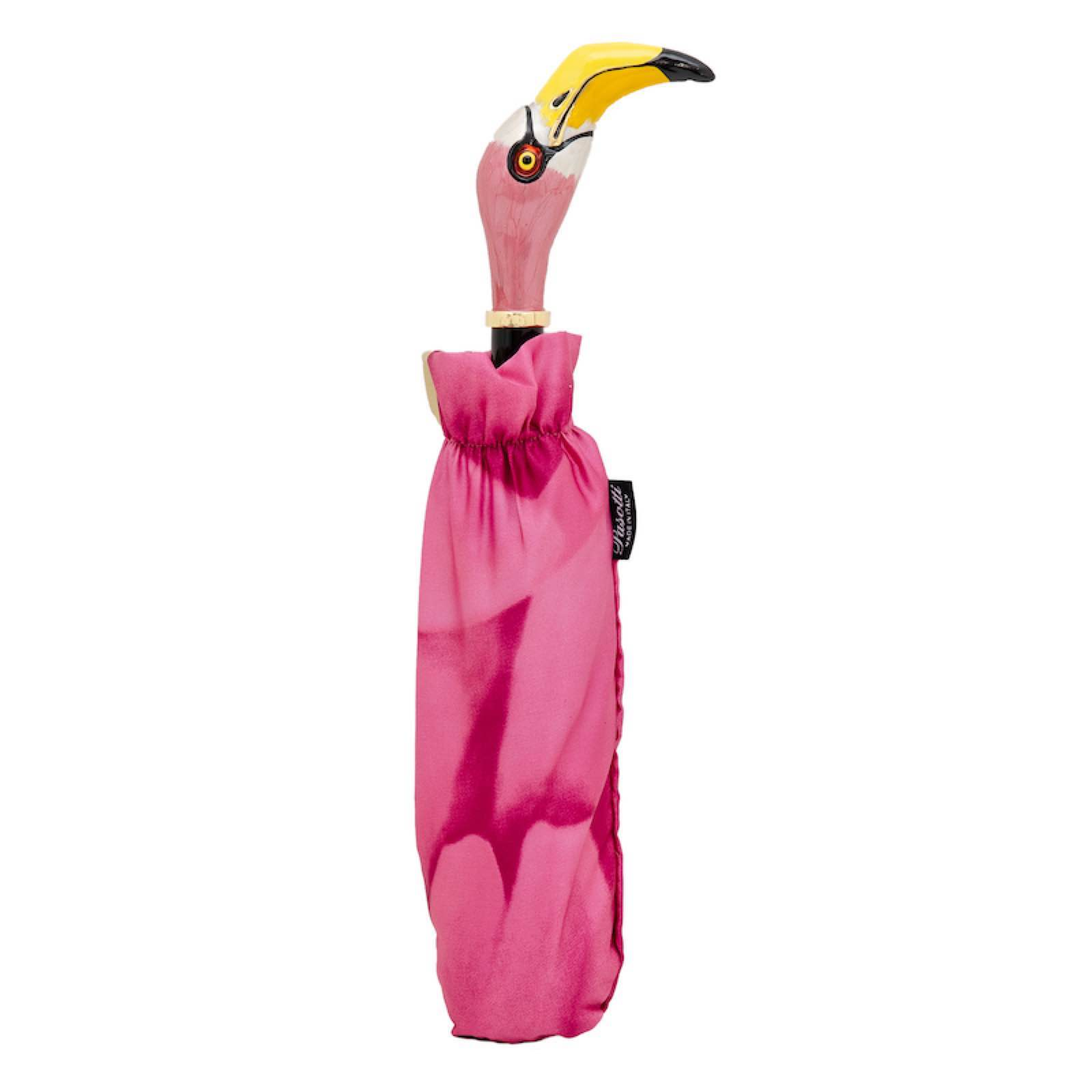 Folding Flamingo Umbrella – Handmade Italian Compact Travel Rain Accessory