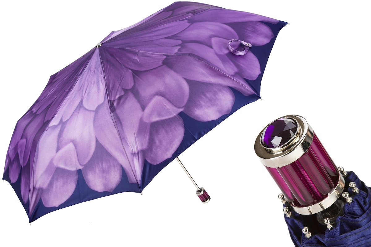 Purple Folding Umbrella – Handmade Italian Compact Travel Rain Umbrella With Acetate Handle