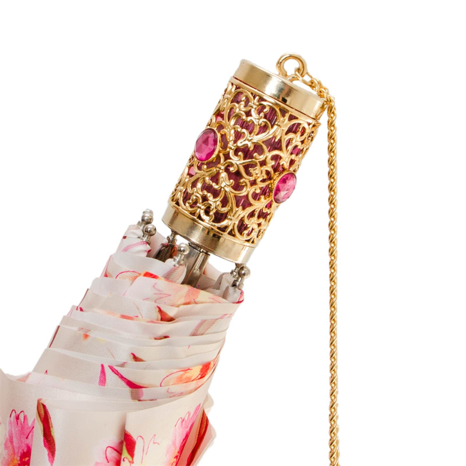 Folding Umbrella – Handmade Italian Flowered Design With Acetate Brass Handle