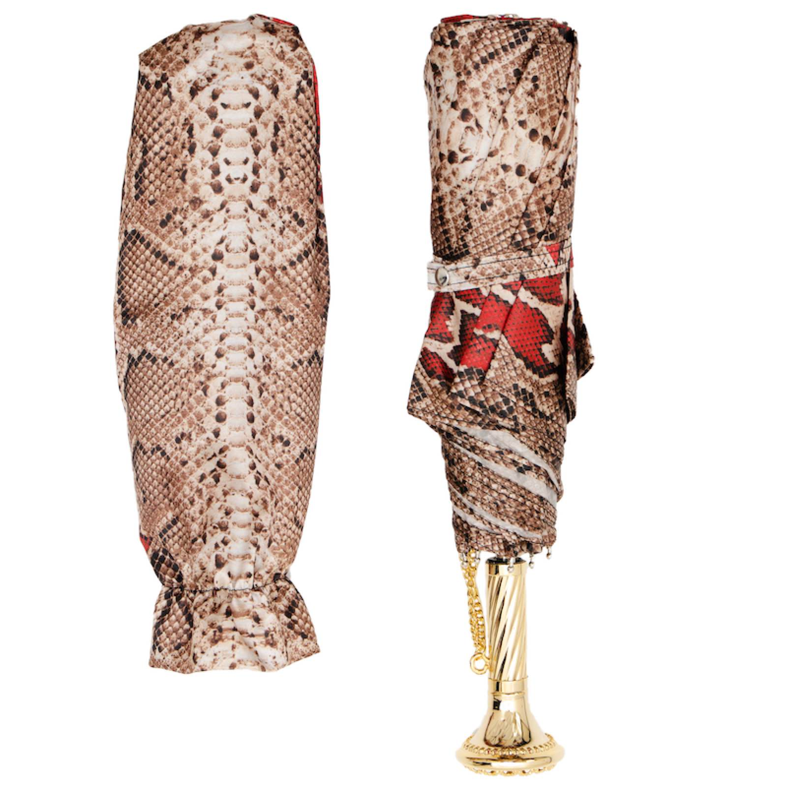 Python Print Umbrella – Brass Handle Folding Rain Umbrella, Manual Open