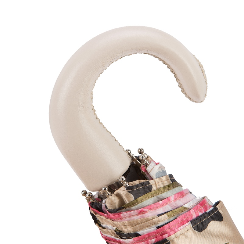 Folding Umbrella – Camouflage Umbrella with Roses | Handmade Italian Leather Handle