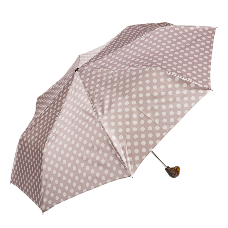 Folding Umbrella – Polka Dot Umbrella with Parrot Handle | Handmade Italian Rain Gear