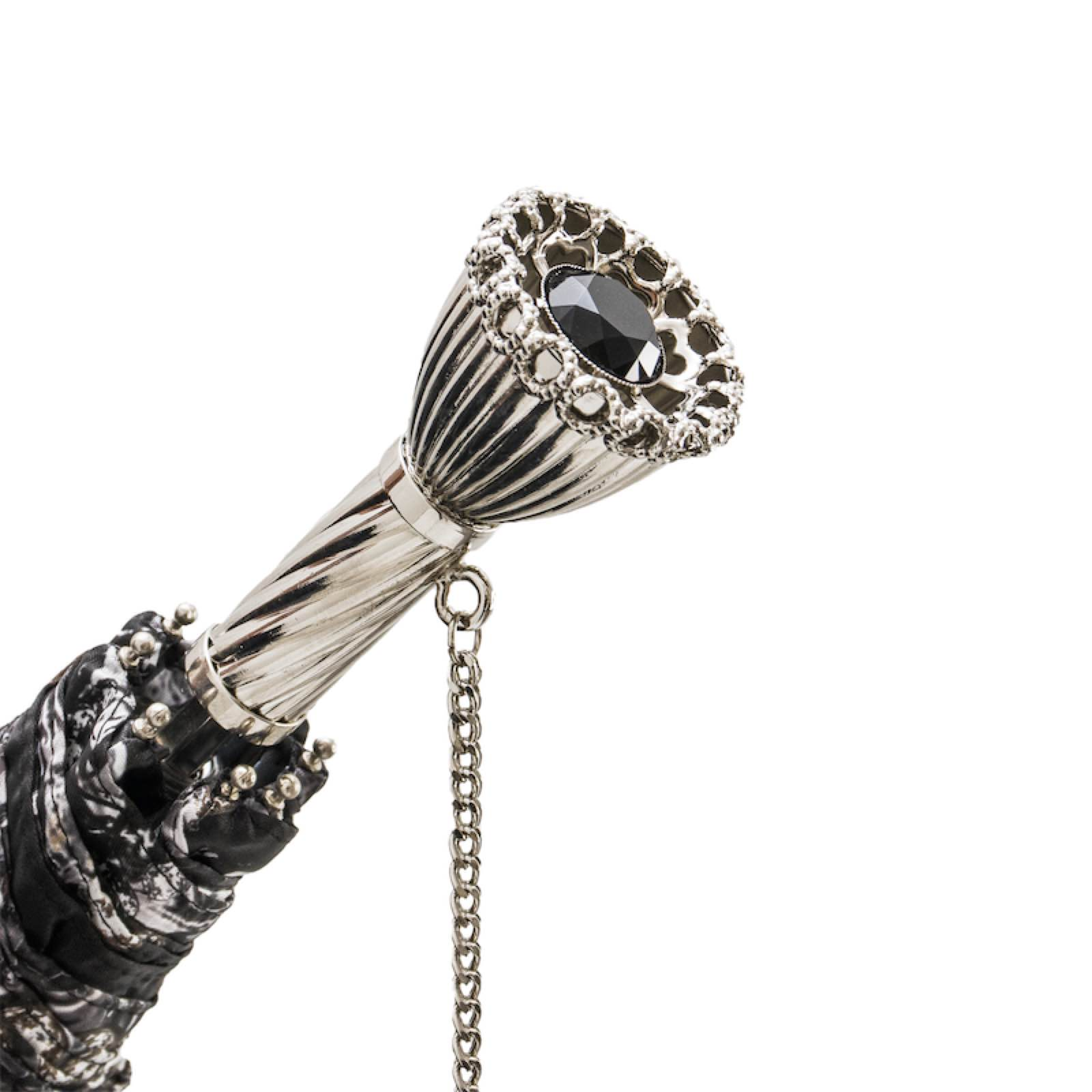 Designer Folding Umbrella – Jewel Print, Brass Handle, Handmade Italian Luxury