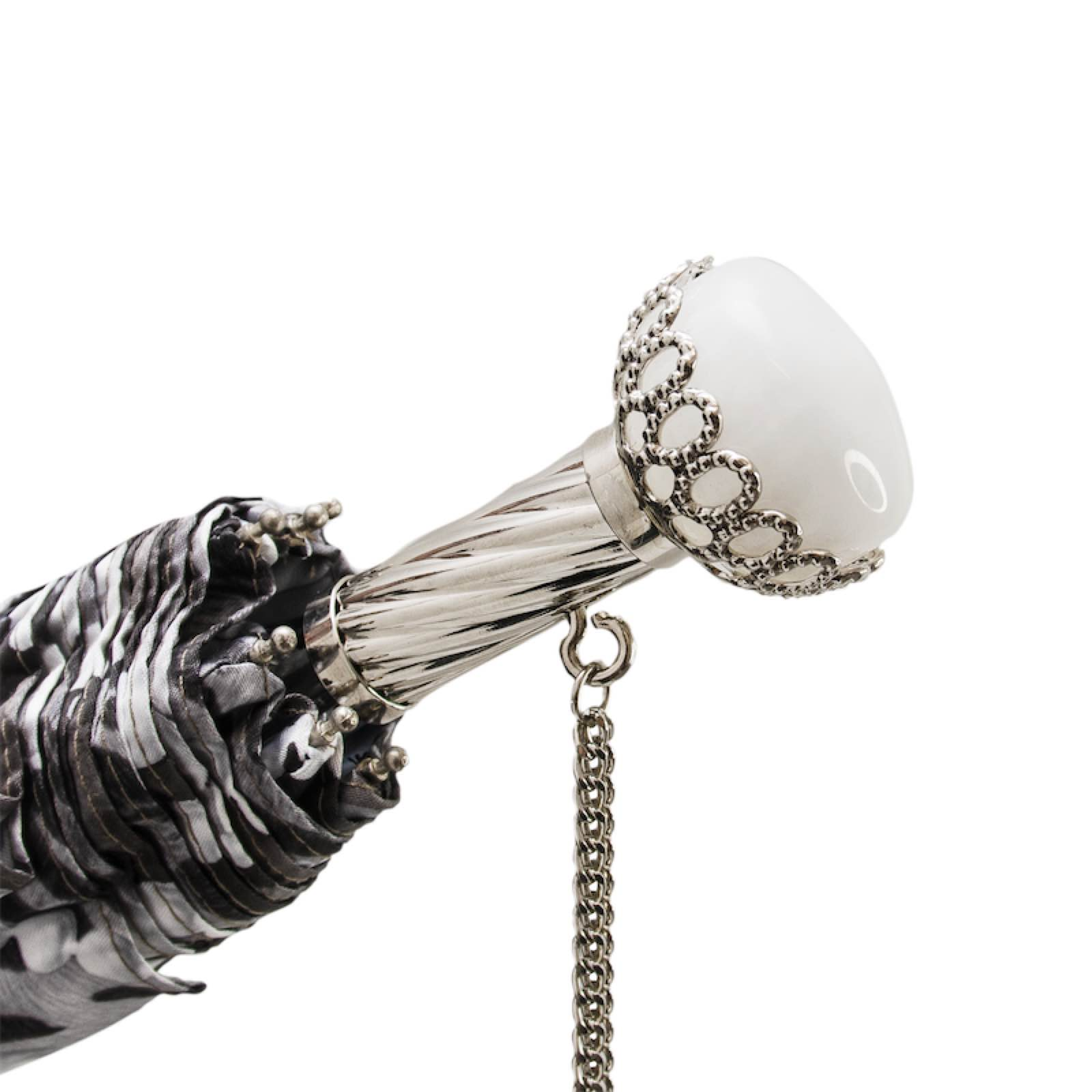 Folding Umbrella – Pearl Print Rain Umbrella with Luxury Handle, Handmade Italian