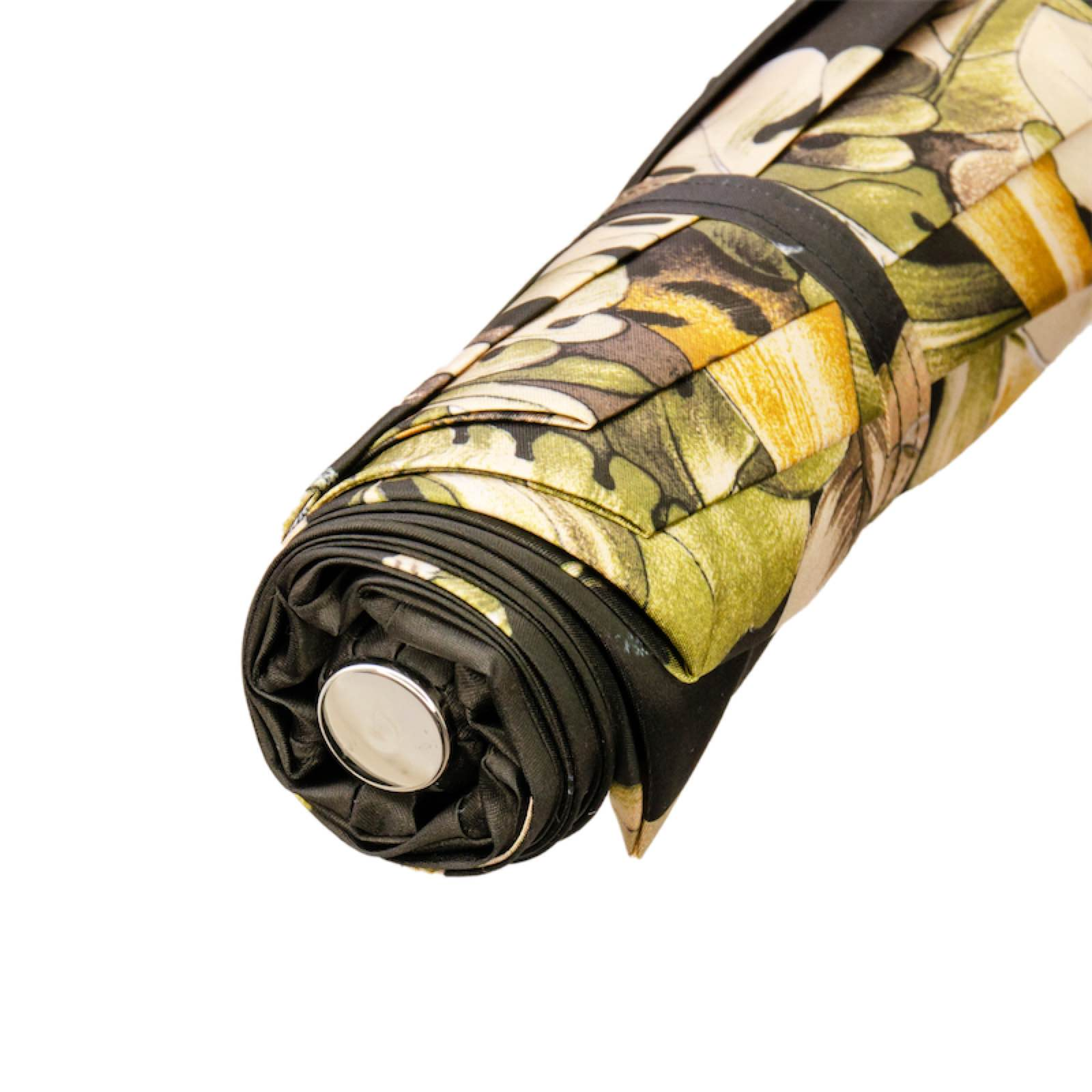 Leopard Folding Umbrella – Handmade Italian Luxury with Crystal Handle & Red Gem