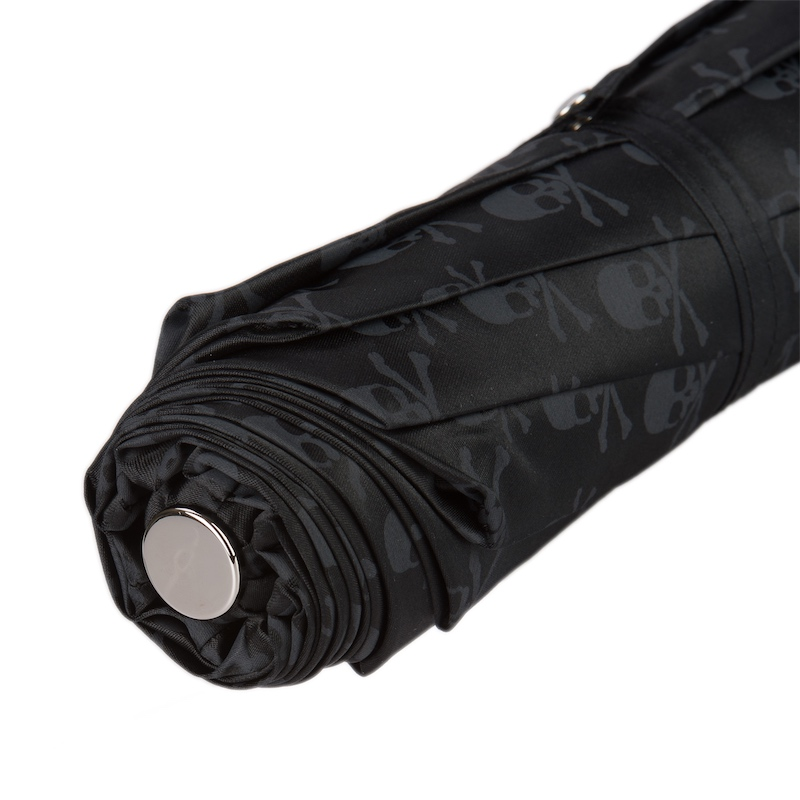 Silver Skull Umbrella – Handmade Italian Folding Rain Umbrella with Durable Polyester Canopy