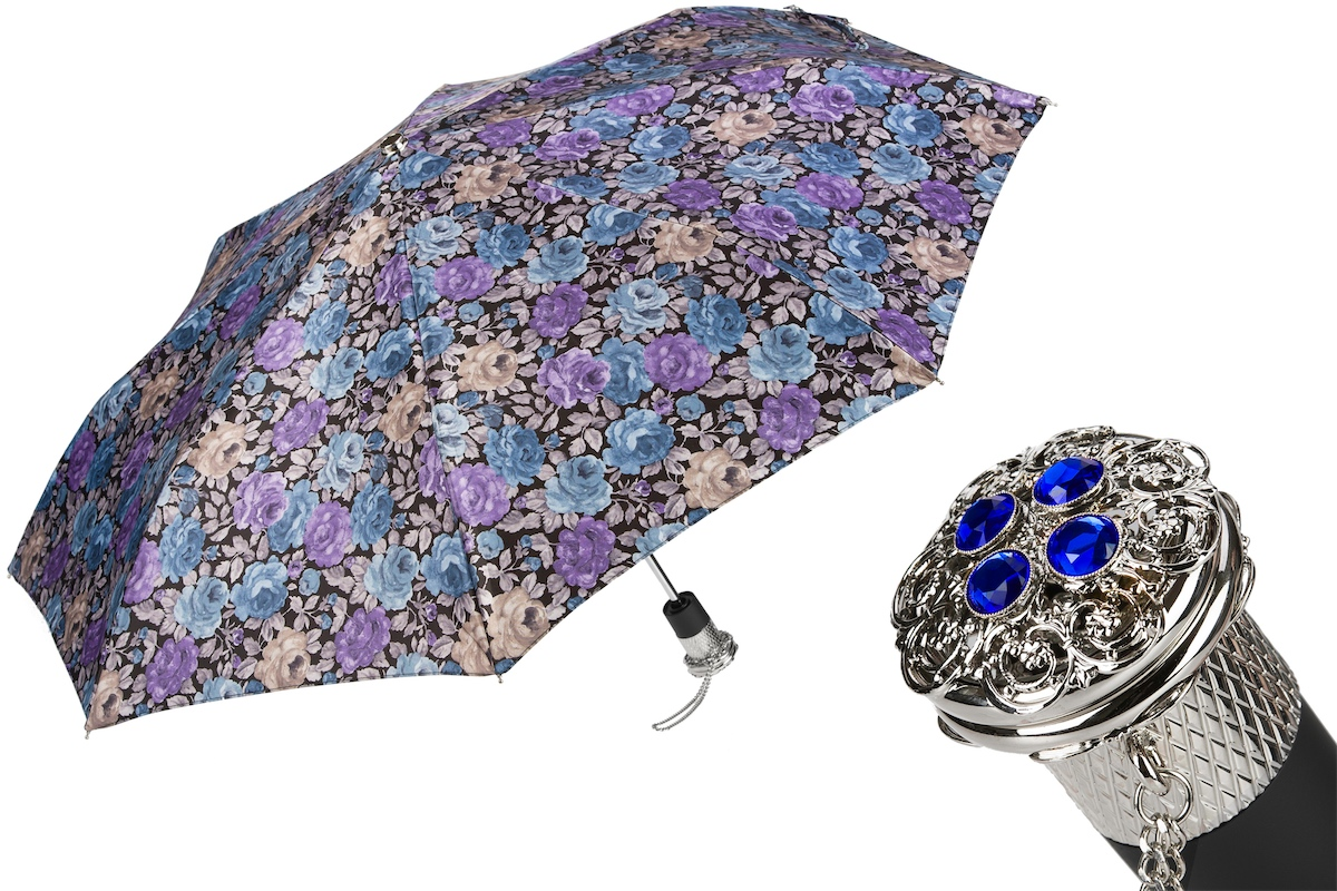 Flowered Folding Umbrella – Automatic Open-Close, Handmade Italian Luxury