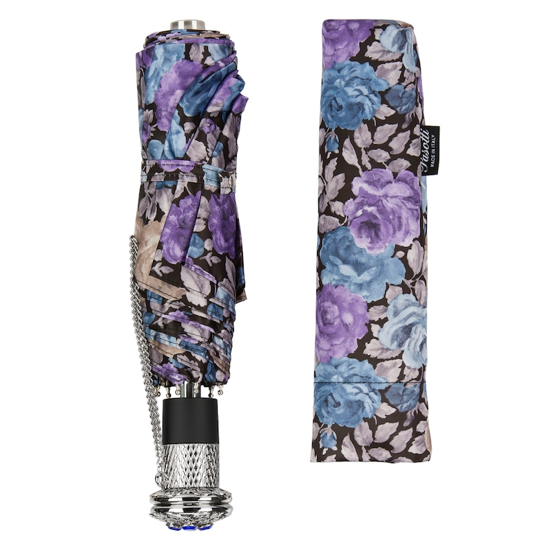 Flowered Folding Umbrella – Automatic Open-Close, Handmade Italian Luxury