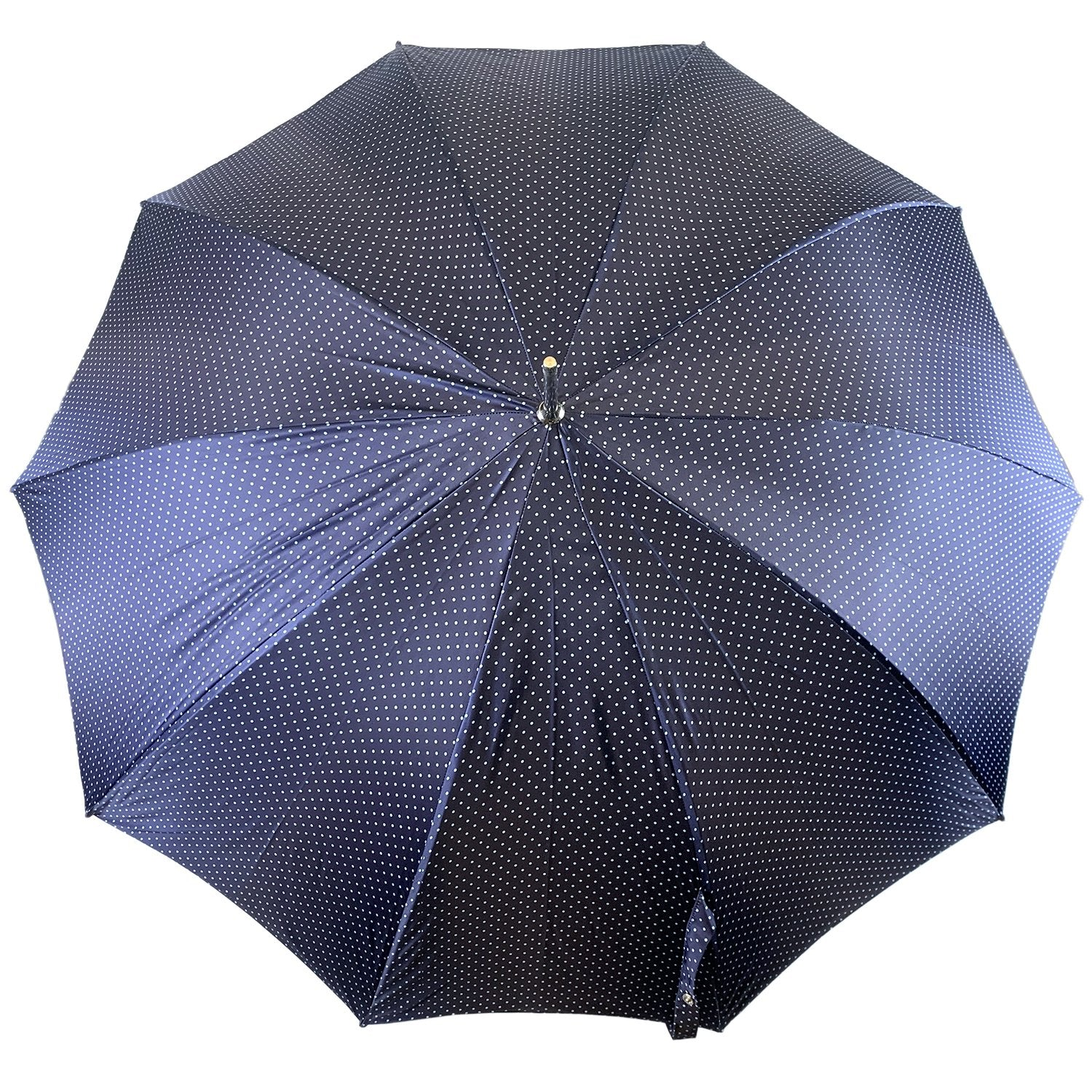 Elegant handmade Italian men's umbrella with silver-plated hawk handle, featuring a sleek canopy and intricate craftsmanship.