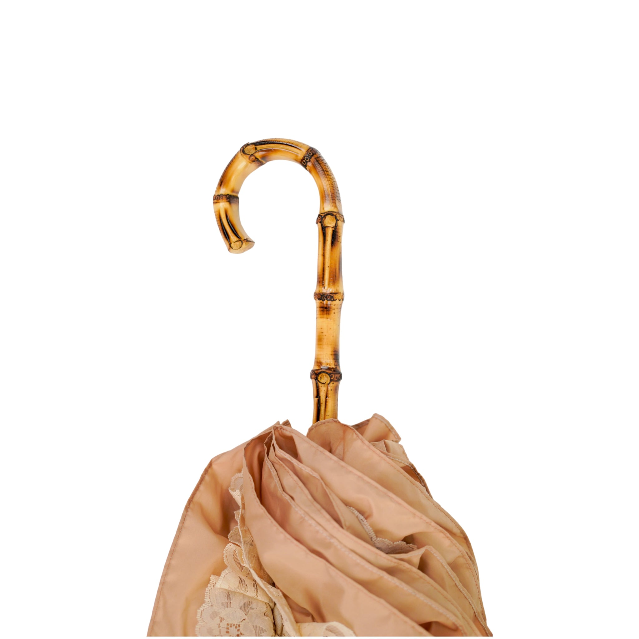 Retro Umbrella Parasol – Italian Handmade Satin Fabric With Lace Ruffles