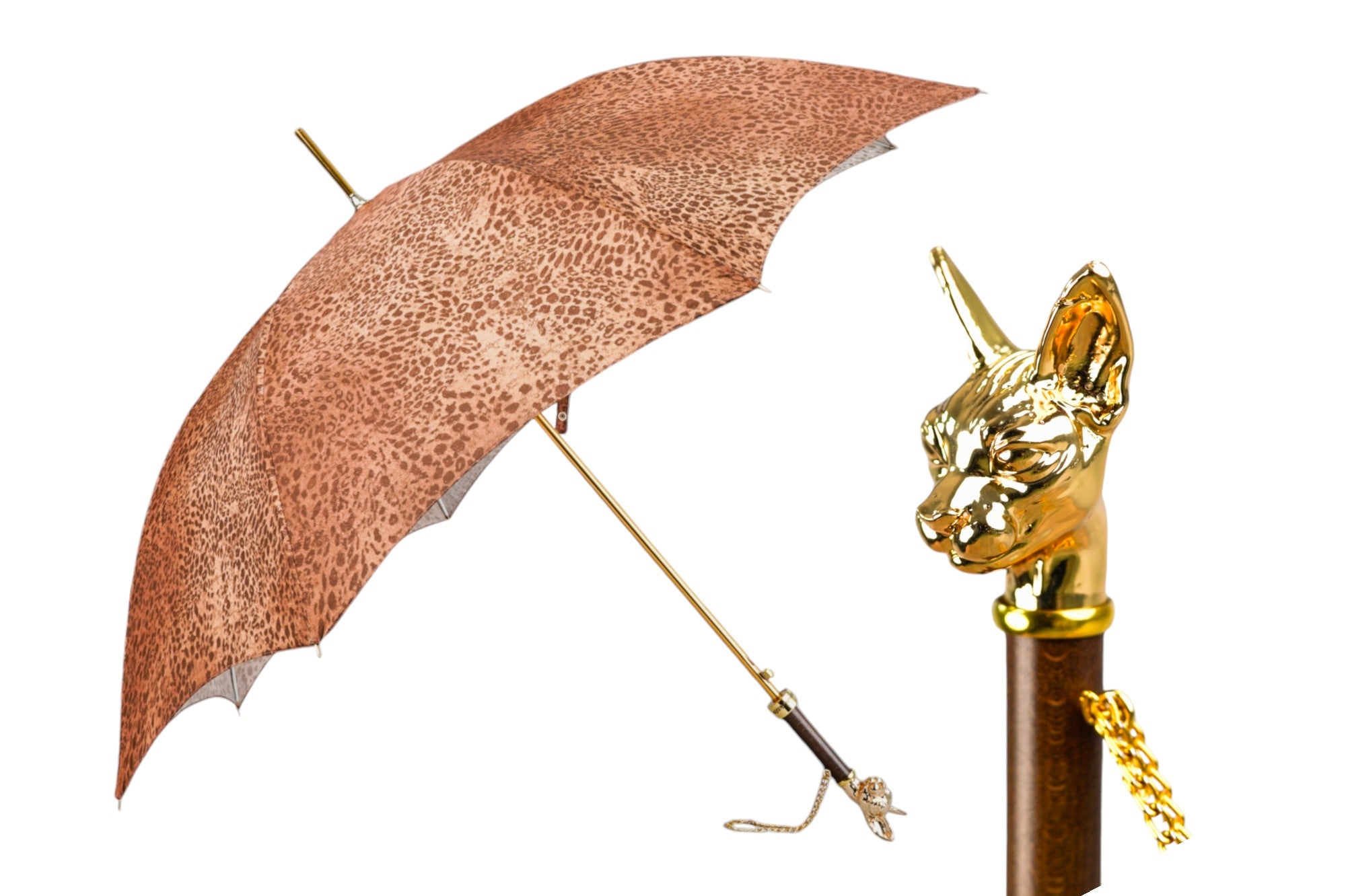 Luxury Women's Umbrella - Gold Plated Handle, Automatic Open & Wind Resistant