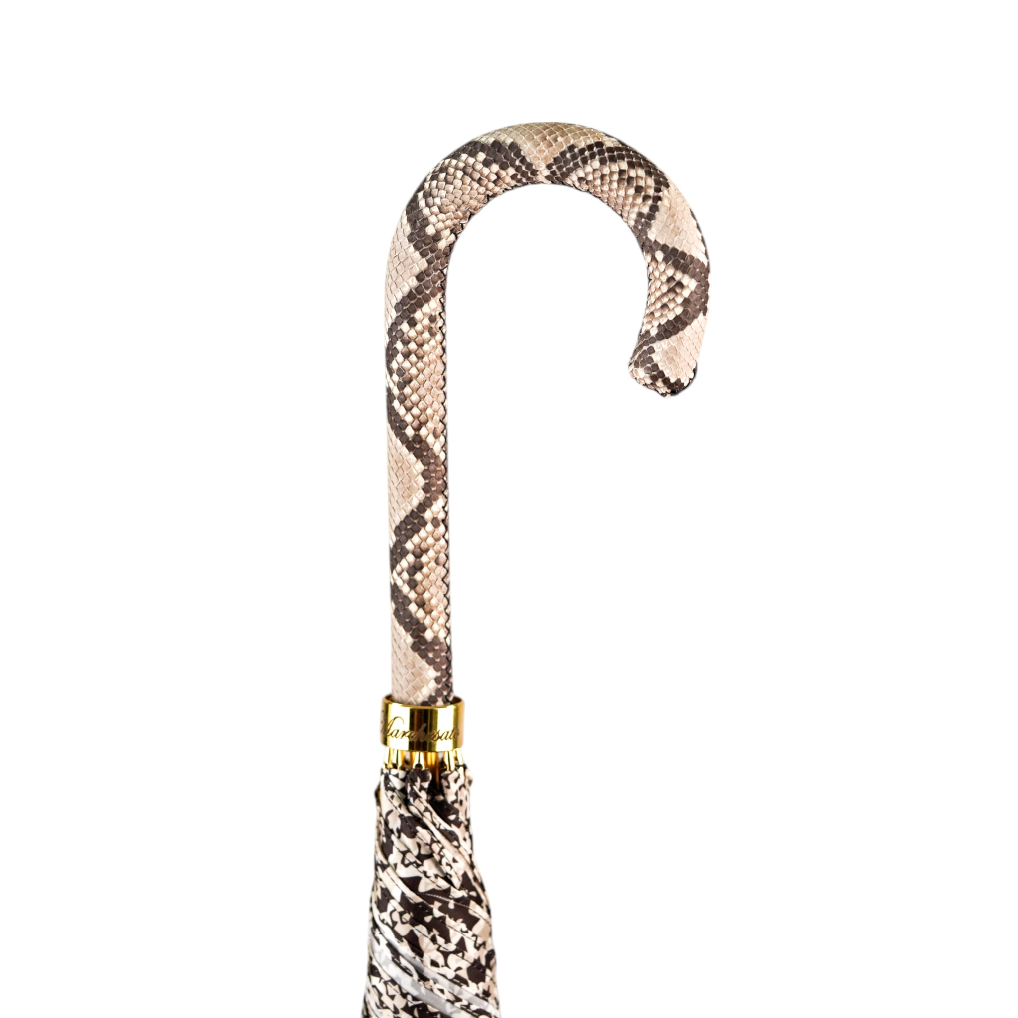 Designer Python Umbrella – Luxury Rain Protection Gear With Satin Canopy & Leather Handle