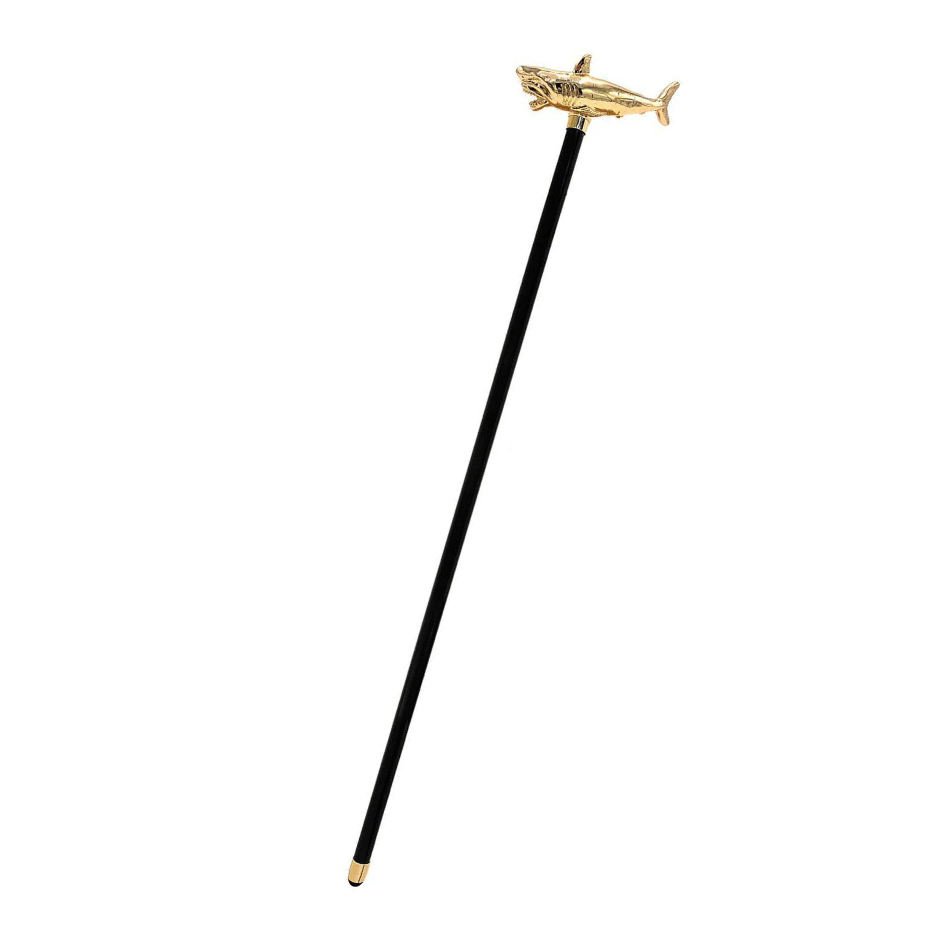 Shark Walking Cane – Limited Edition 24K Gold Plated Luxury Stick With Crystal Handle