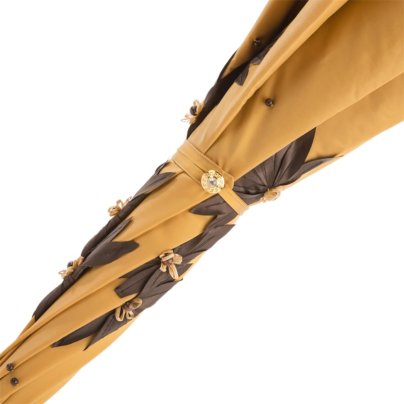 Luxury Sunflower Umbrella – Handmade Italian Double Cloth Canopy with Swarovski Handle