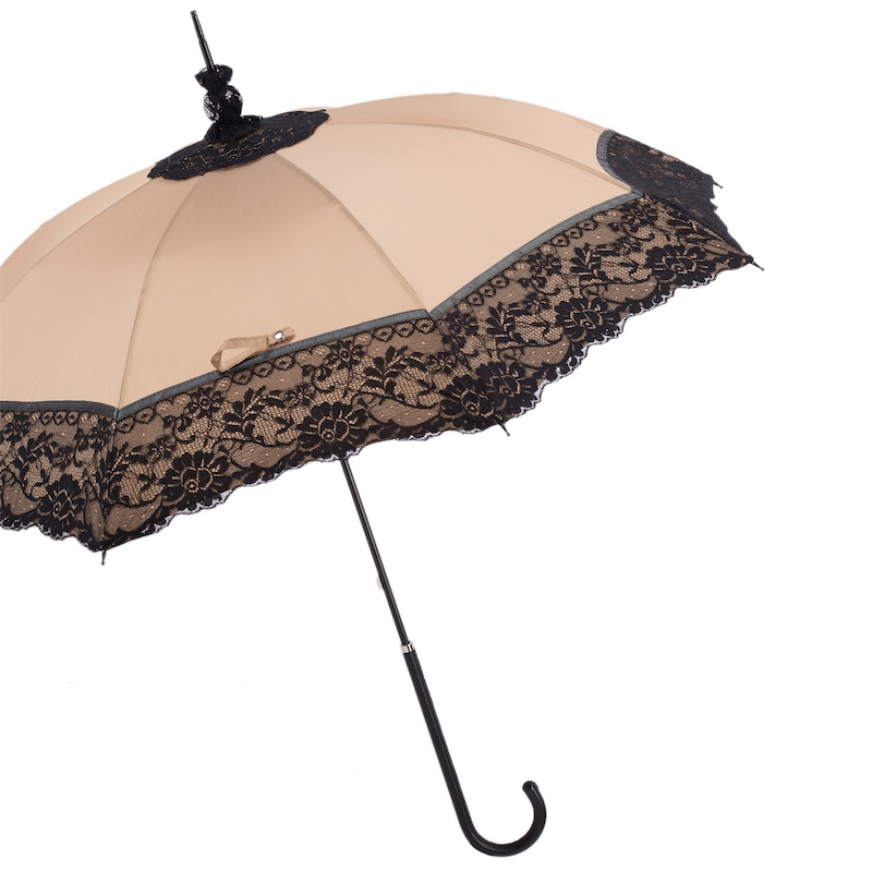 Handmade Lace Parasol – Italian Lace Umbrella with Genuine Leather Handle