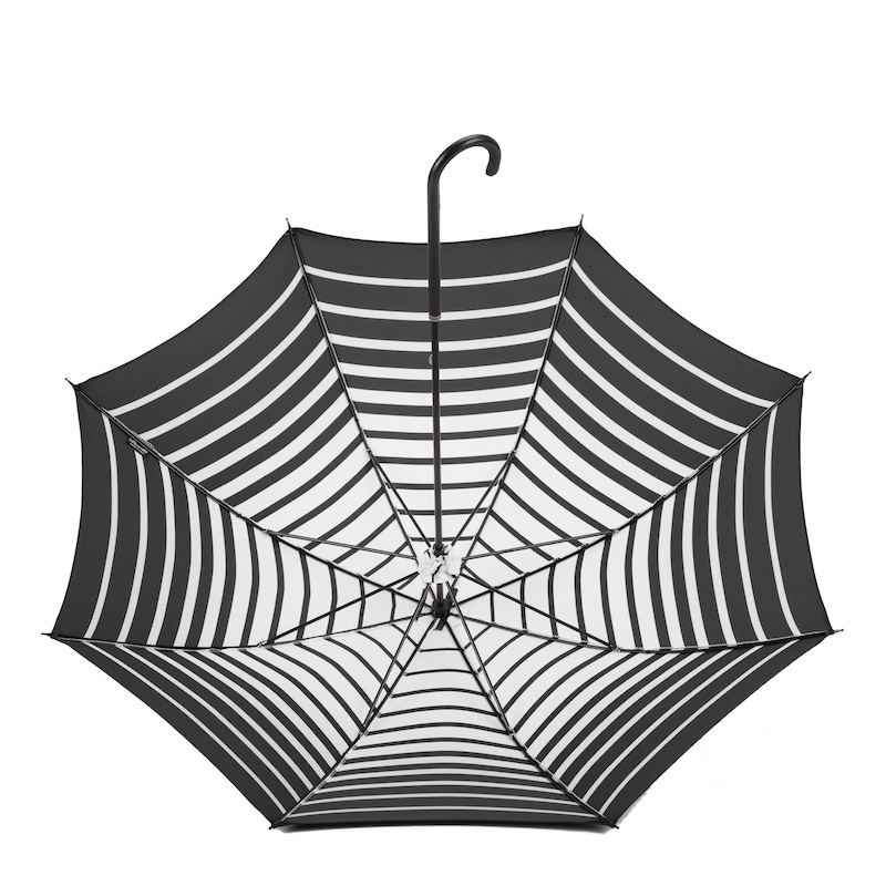 Striped Parasol Umbrella – Handmade Italian Rain Umbrella With Leather Handle