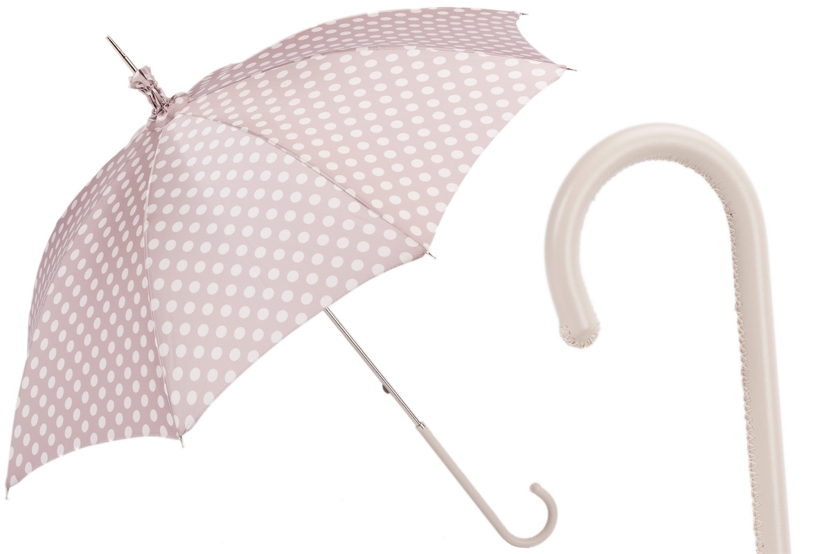 Polka Dot Parasol – Handmade Umbrella With Leather Handle | Rainproof, Stylish Protection