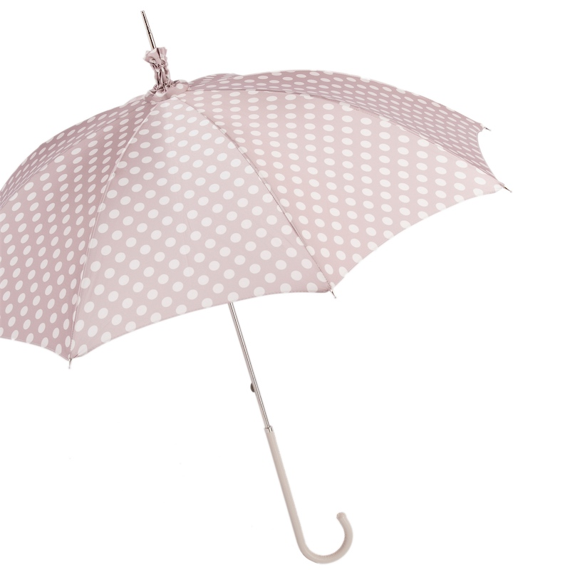 Polka Dot Parasol – Handmade Umbrella With Leather Handle | Rainproof, Stylish Protection