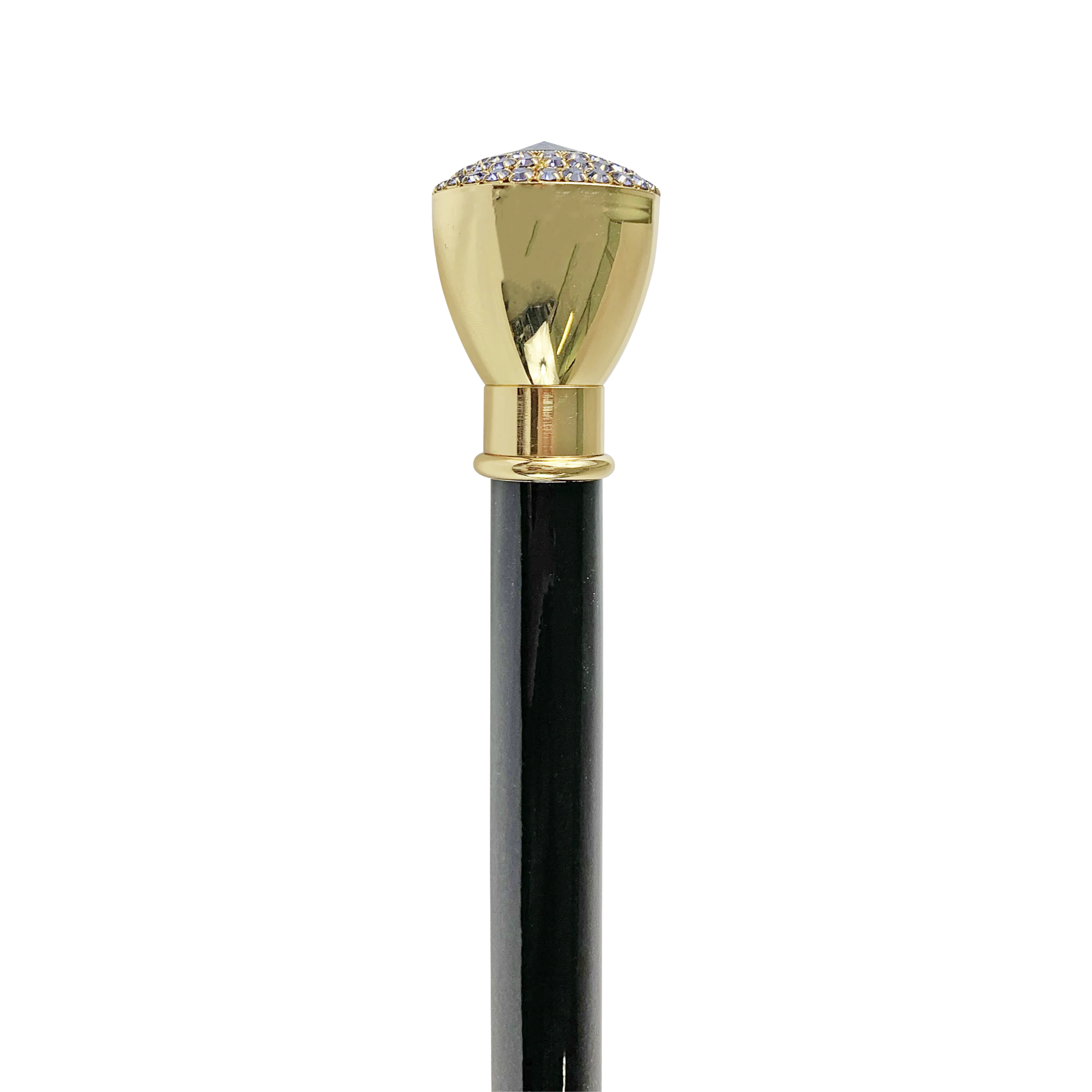 Luxury Walking Cane – Gold Plated Cane with Tanzanite Crystal & Black Beech Wood Shaft