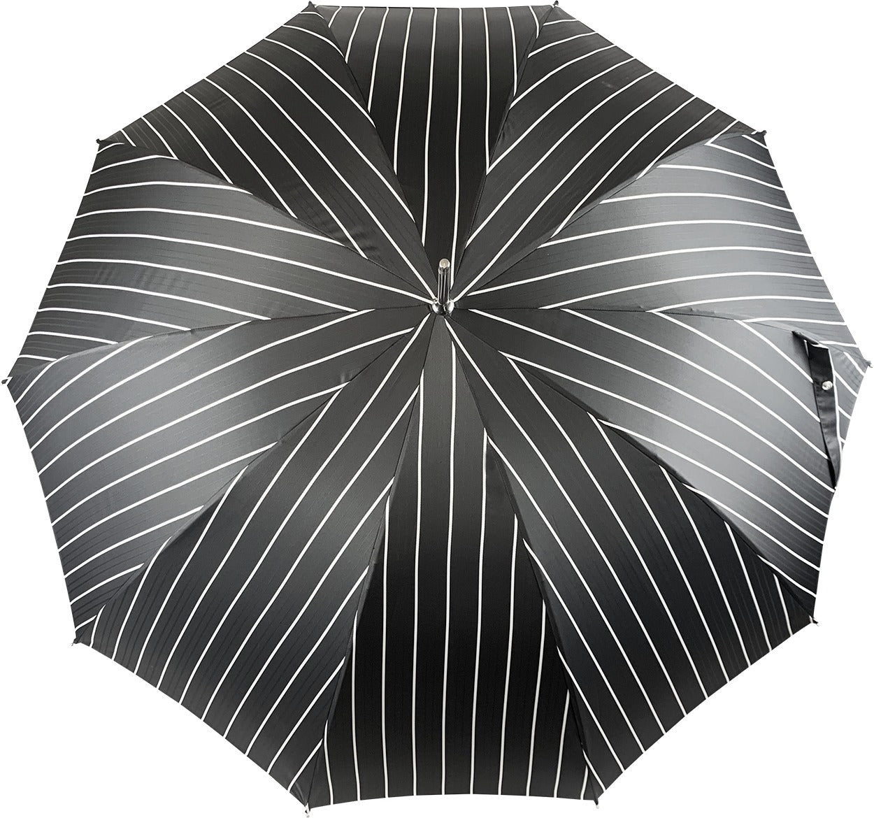 Black Pinstripe Umbrella – Men's Rain Umbrella with Sculpted Jaguar Handle & Automatic Open